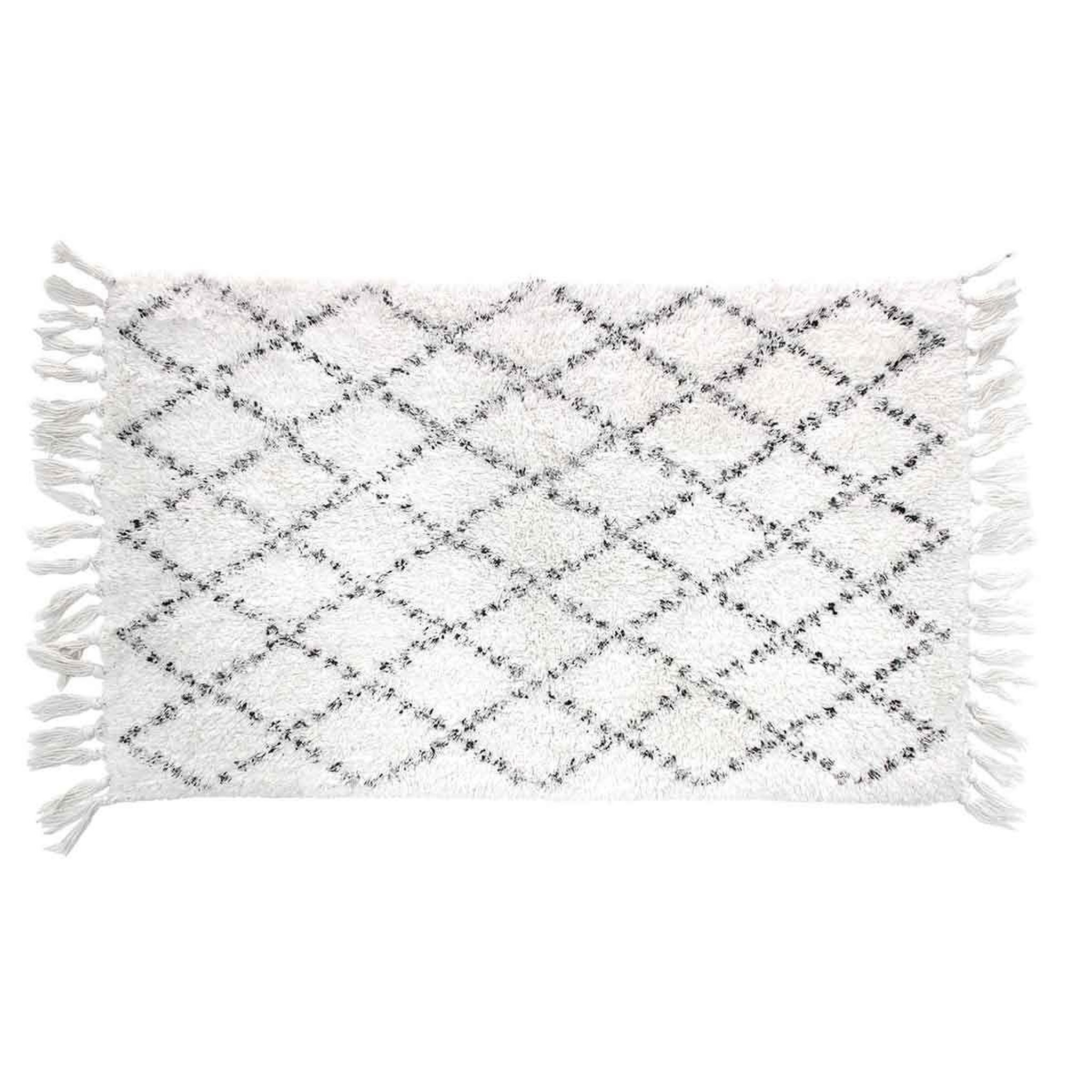 Douceur d'Intérieur Tapis de bain à franges  latika  50x80cm blanc