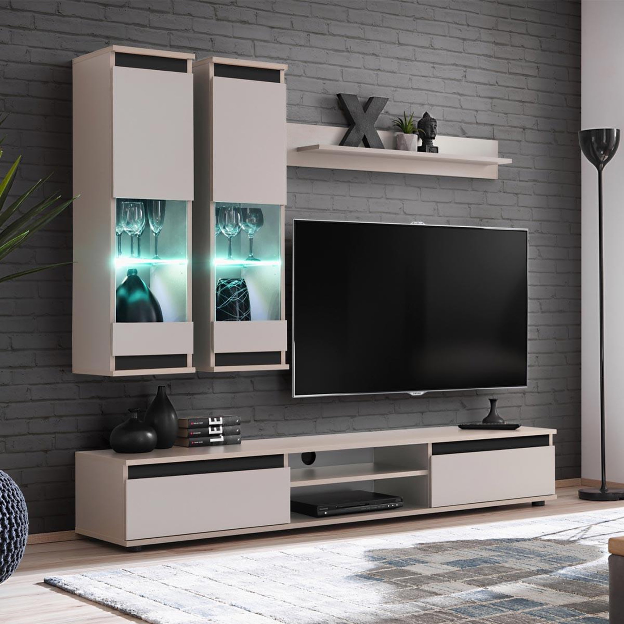 Paris Prix Ensemble meuble tv 4p  modo  175cm beige