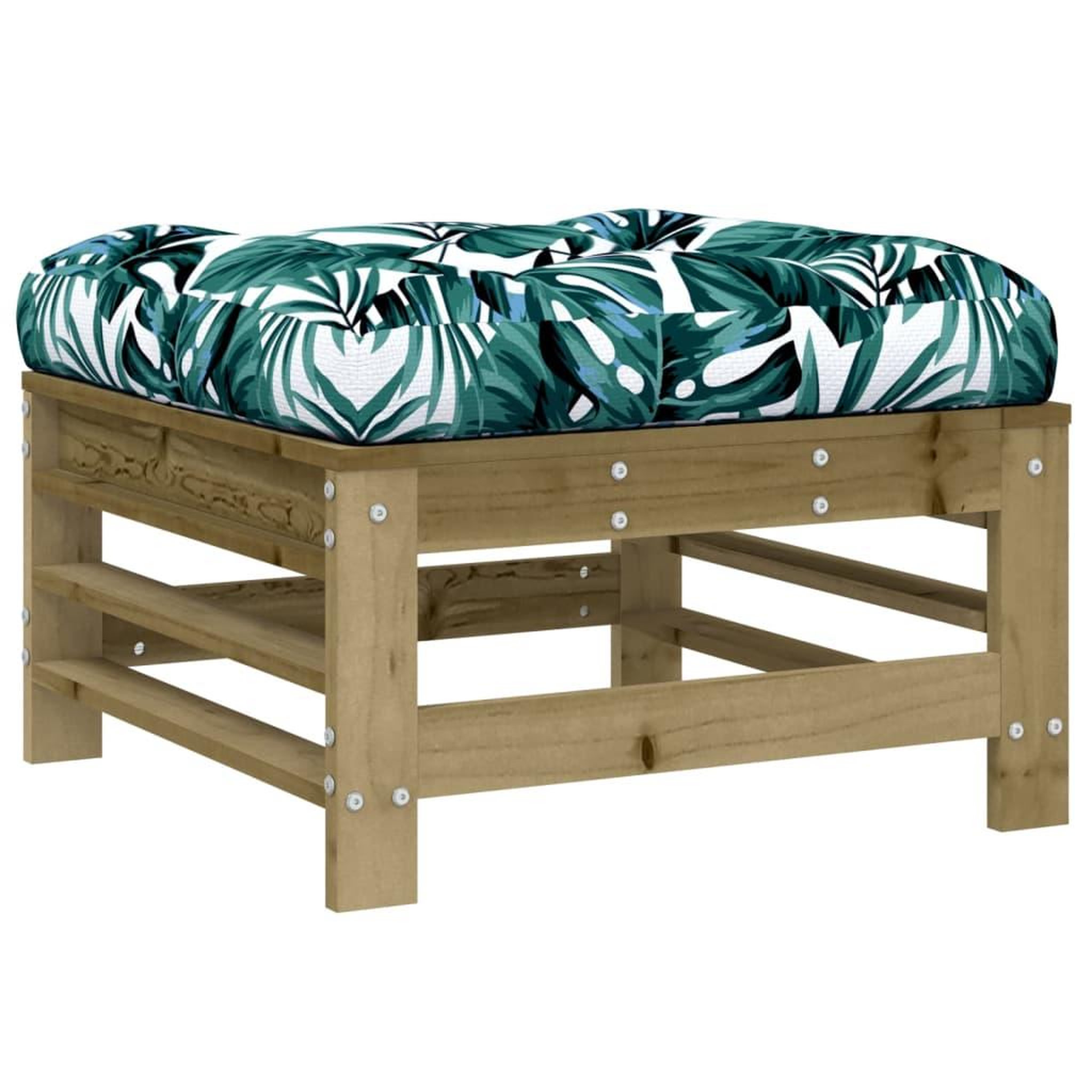 Voir la diapositive 5 : VIDAXL Repose-pied de jardin avec coussin bois de pin impregne