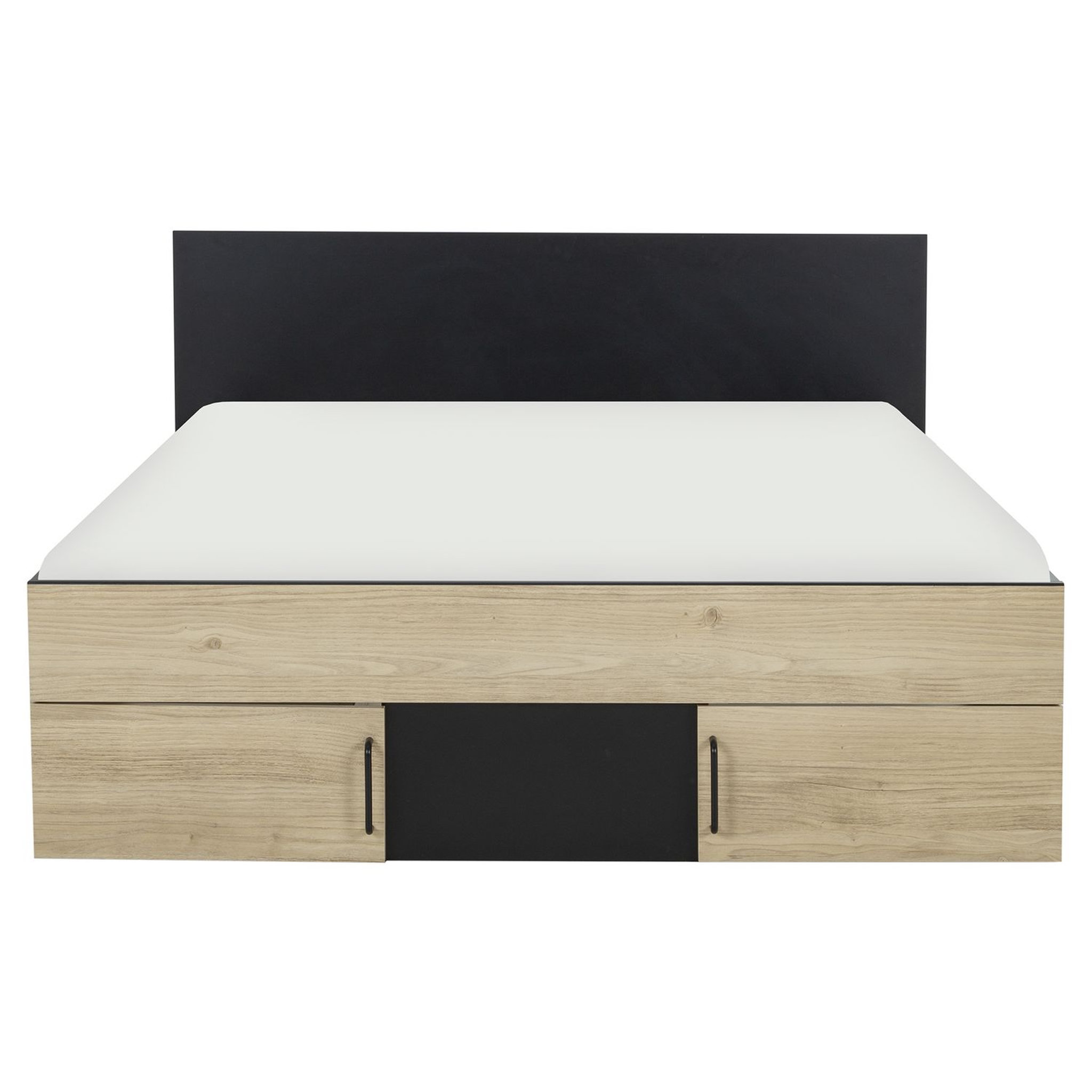 Voir la diapositive 3 : Lit double avec rangement style industriel 140x190cm LEXIS