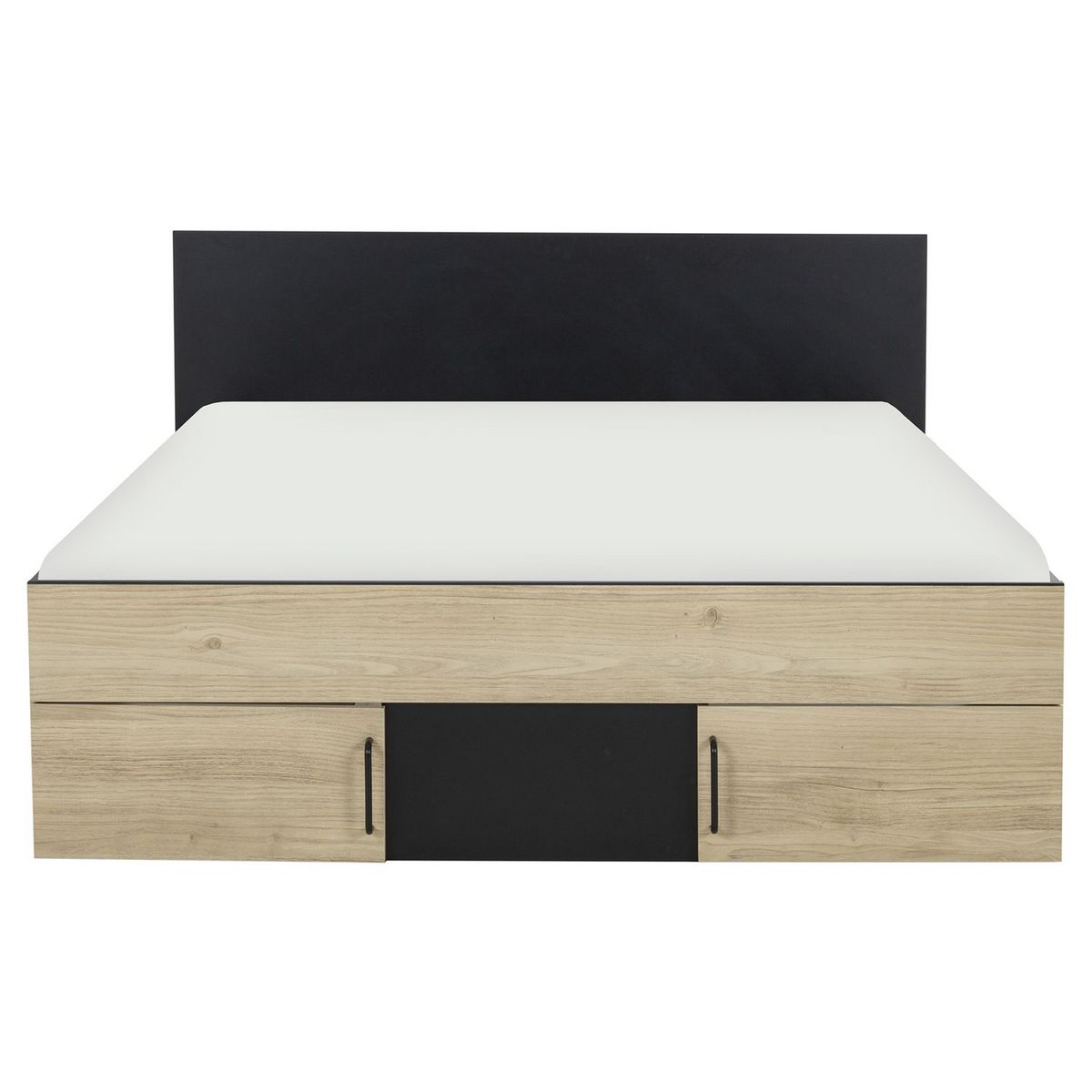 Lit double avec rangement style industriel 140x190cm LEXIS