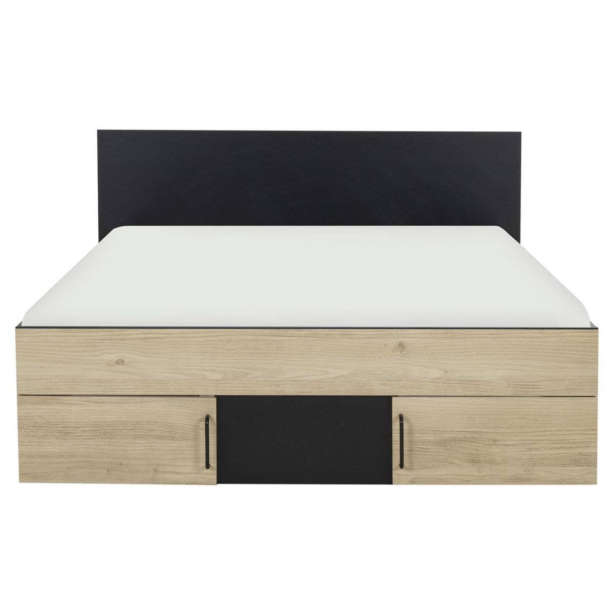 Lit double avec rangement style industriel 140x190cm LEXIS