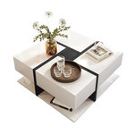 MERAX Table Basse Avec 4 Tiroirs 78 X 78 X 36cm En Blanc