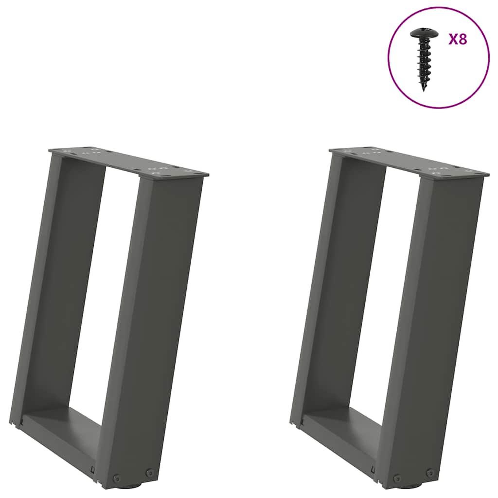 VIDAXL Pieds de table basse forme de U 2 pcs anthracite 28x(42-43) cm
