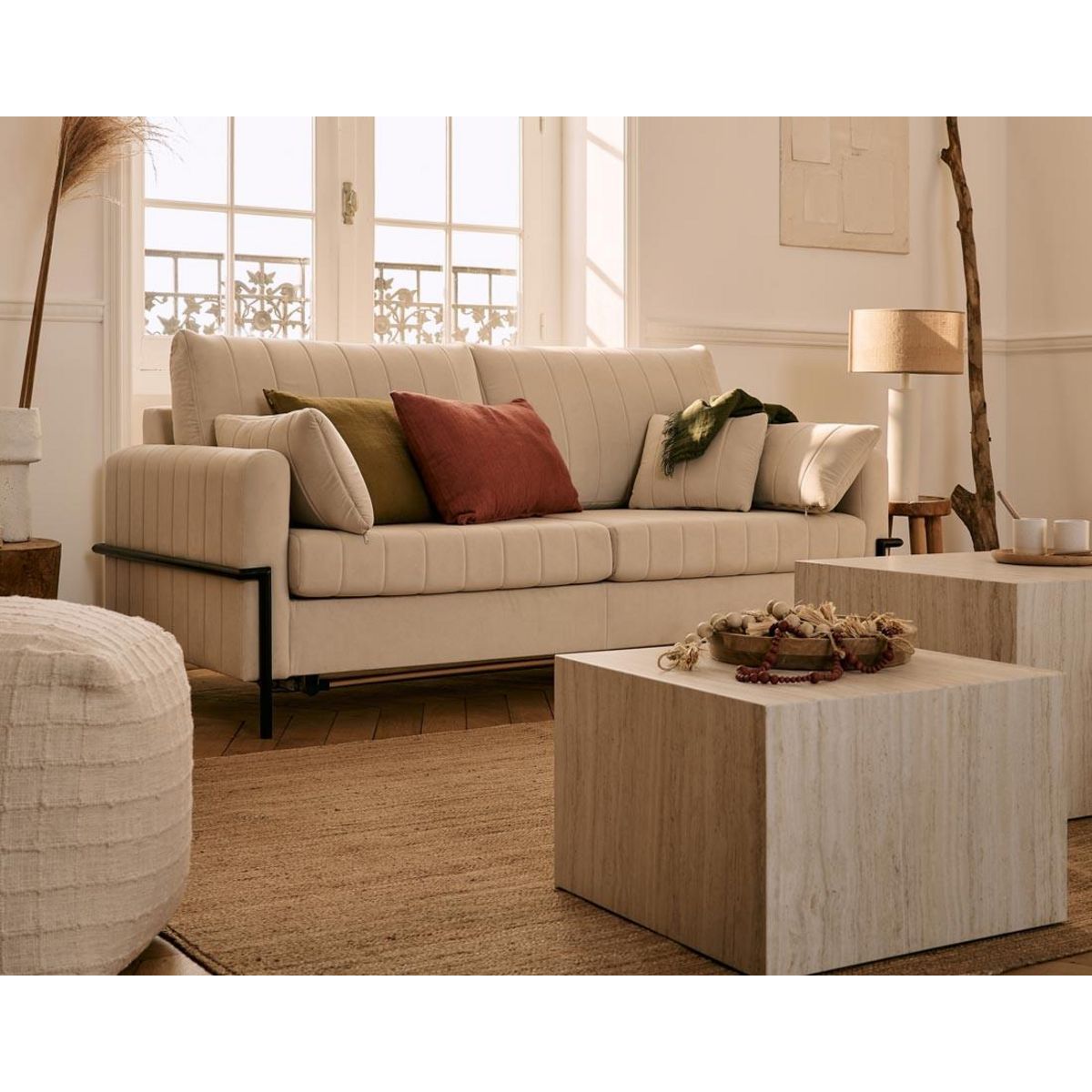 LISA DESIGN Ercolano - canapé 3 places convertible - couchage quotidien - matelas 11 cm - en velours