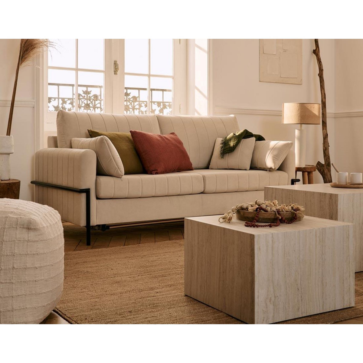 LISA DESIGN Ercolano - canapé 3 places convertible - couchage quotidien - matelas 11 cm - en velours