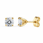 L'ATELIER D'AZUR Boucles d'Oreilles Puces Solitaires Diamants de Synthèse 1 Carat - Or 18 Carats 750 Jaune
