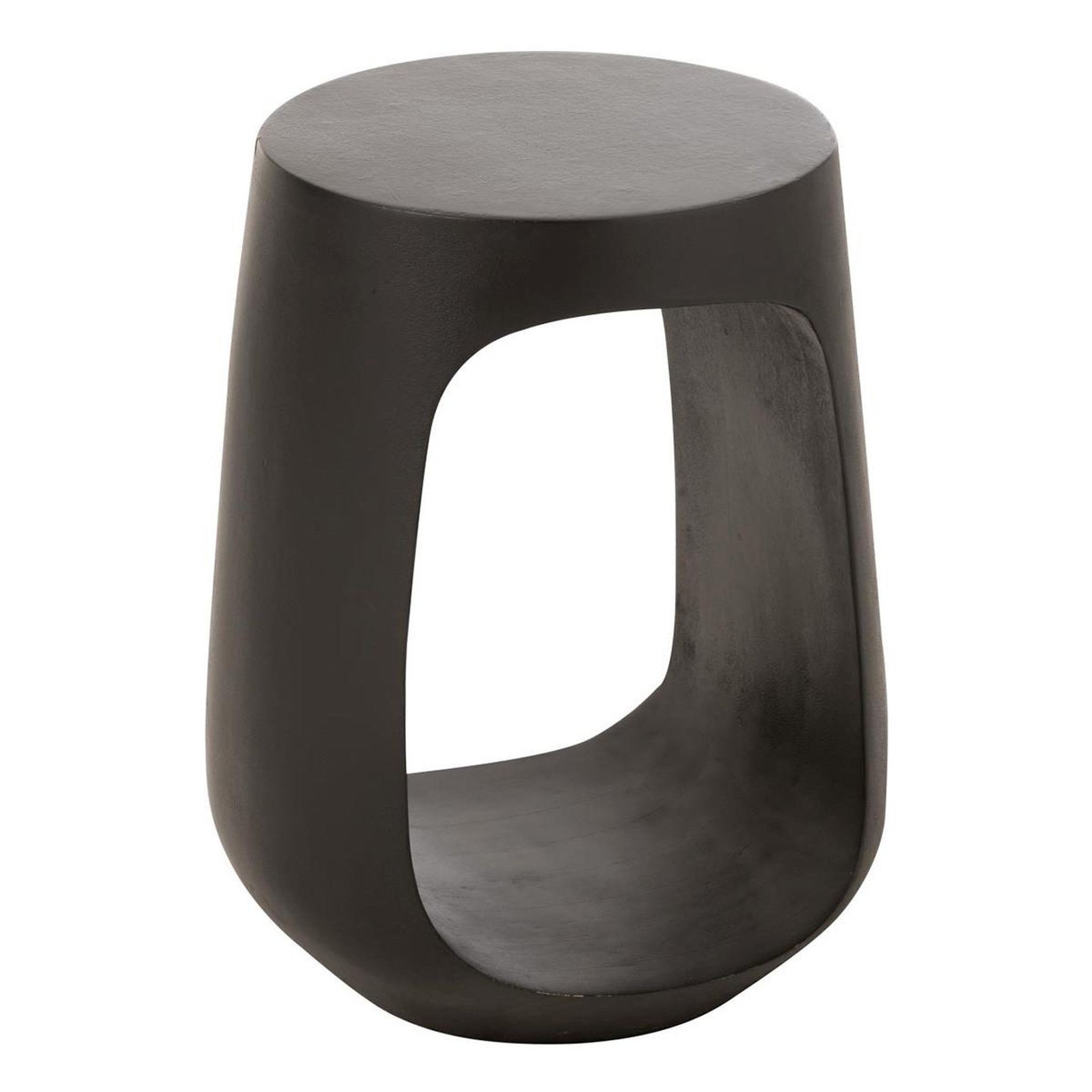 J-LINE Table d'Appoint Design en Bois  Cave  46cm Noir