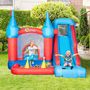 Voir la diapositive 2 : OUTSUNNY Château gonflable enfant - toboggan, trampoline, piscine, mur d'escalade - gonfleur, sac de transport inclus - dim. 3,33L x 2,8l x 2,1H m - polyester rouge bleu