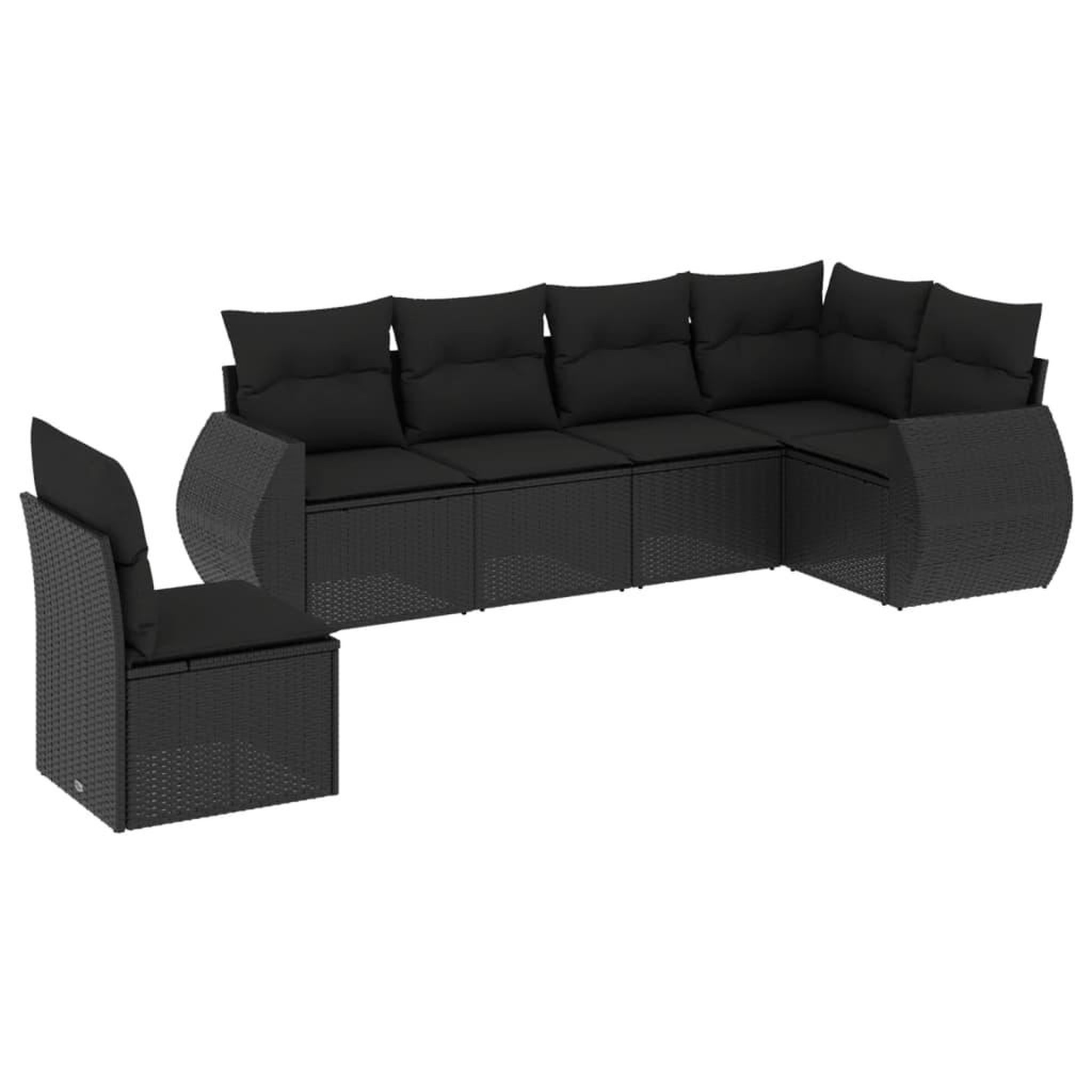 Voir la diapositive 2 : VIDAXL Salon de jardin 6 pcs avec coussins noir resine tressee