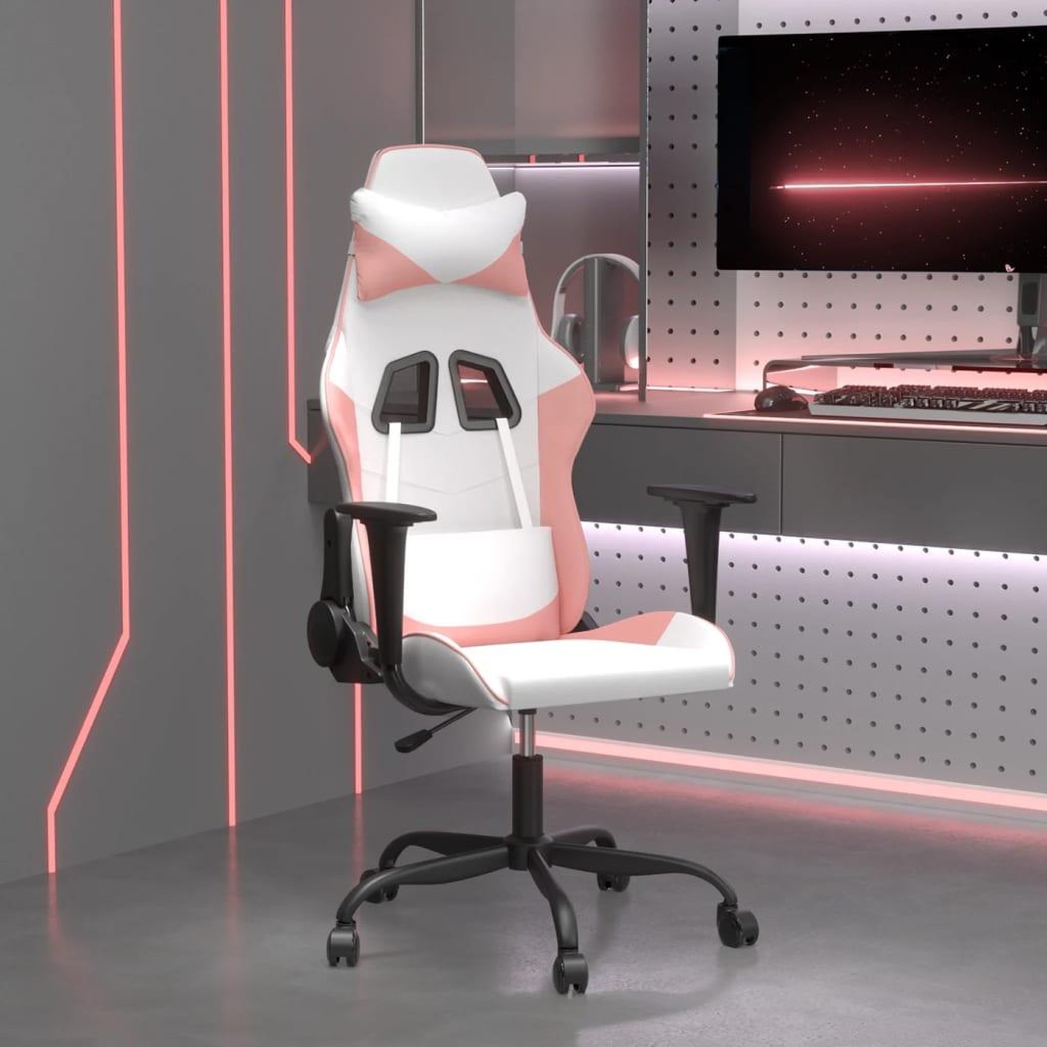 VIDAXL Chaise de jeu de massage Blanc et rose Similicuir