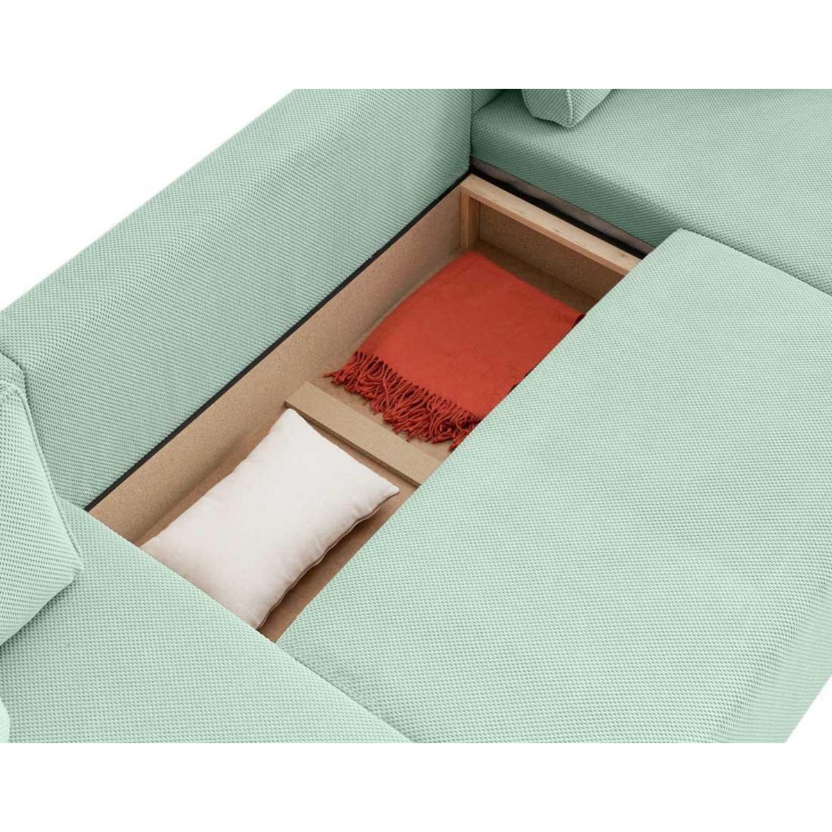 BEST MOBILIER Topaze - canapé panoramique en u 7 places convertible avec coffre en velours texturé