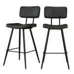 Rendez vous déco Lot de 2 chaises de bar mi-hauteur 66 cm cuir synthétique gris / noir - Texas. Coloris disponibles : Gris, Jaune, Noir, Bleu, Marron