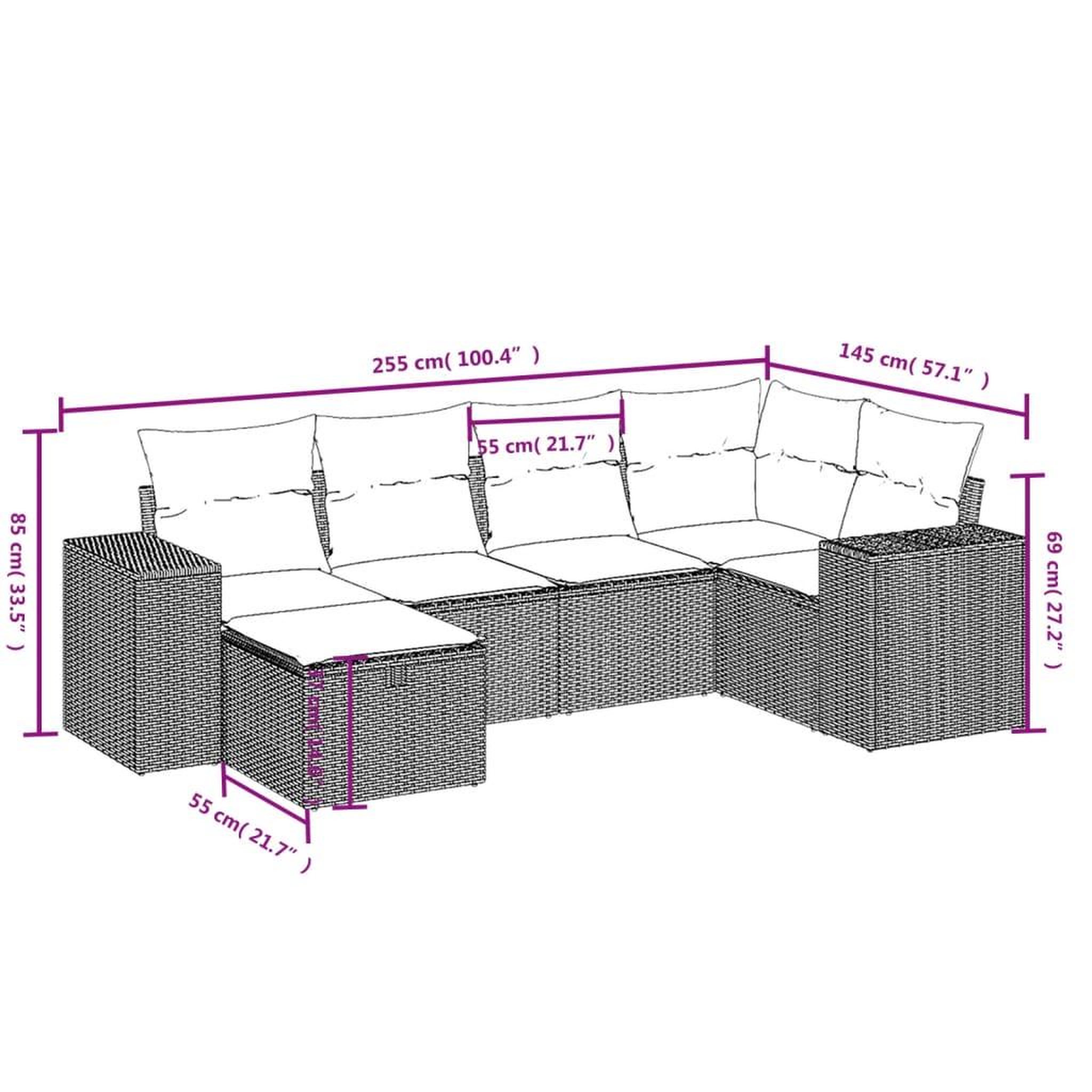 Voir la diapositive 4 : VIDAXL Salon de jardin 6 pcs avec coussins gris clair resine tressee