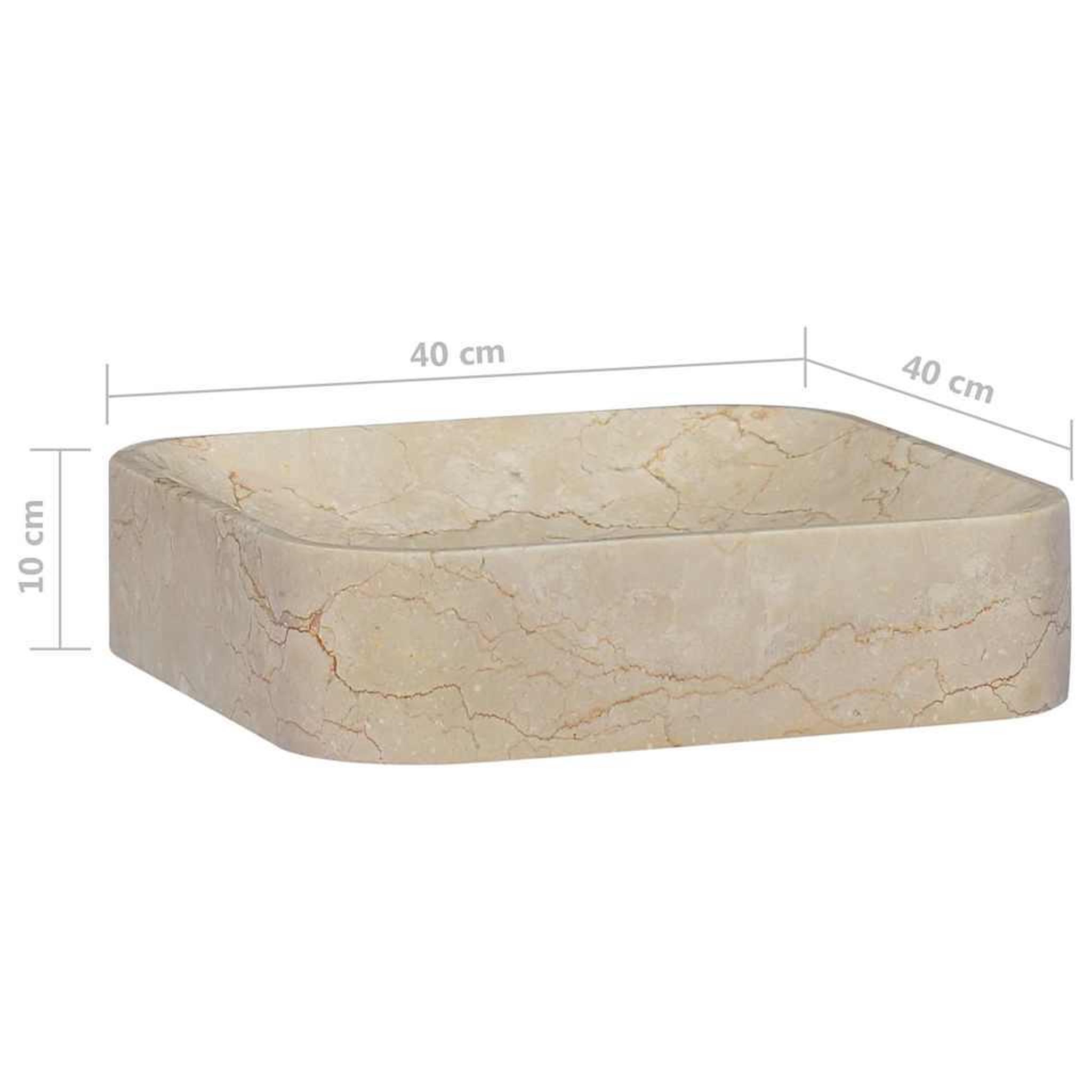 Voir la diapositive 6 : VIDAXL Lavabo Creme 40x40x10 cm Marbre
