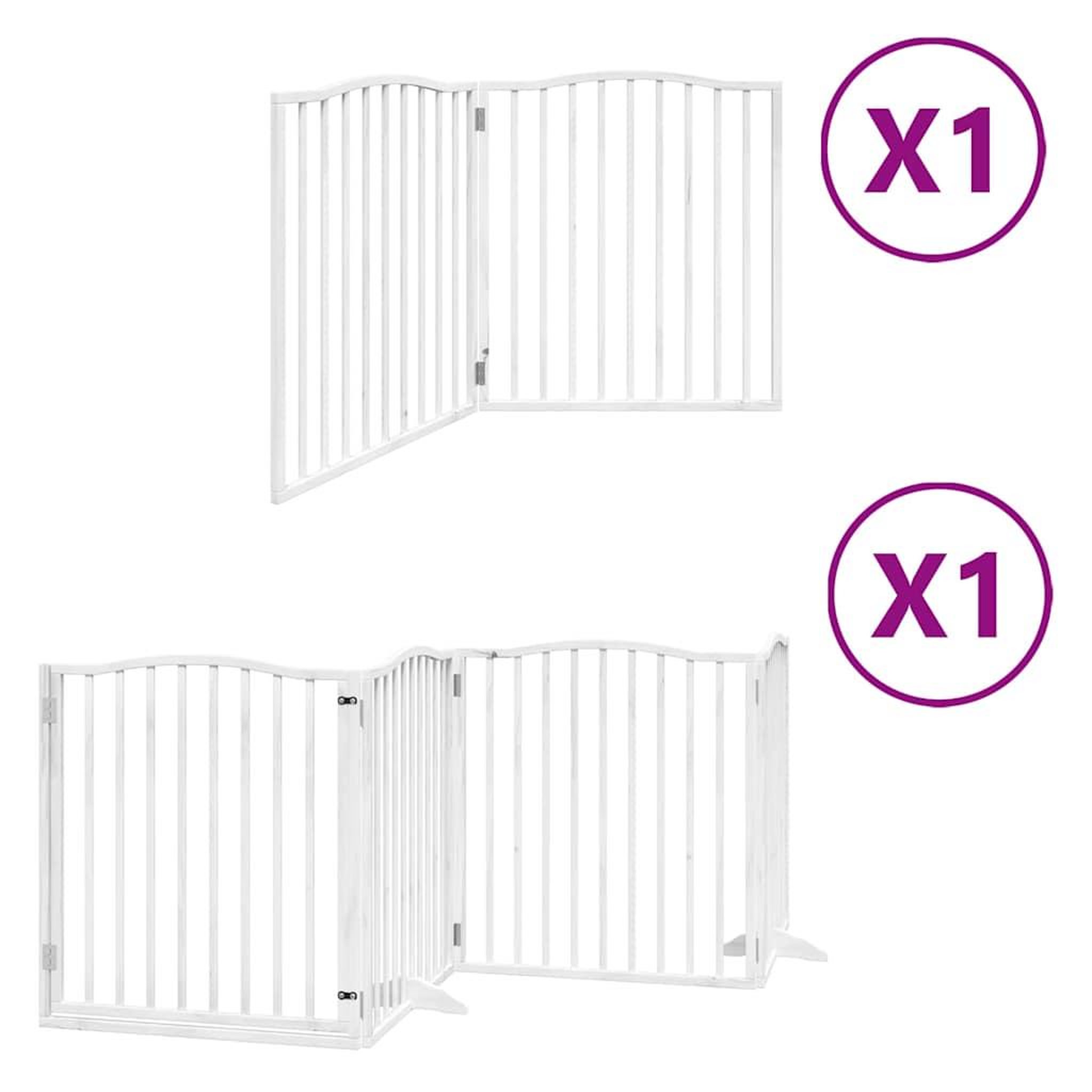 Voir la diapositive 2 : VIDAXL Barriere pour chien porte pliable 6panneaux blanc bois peuplier