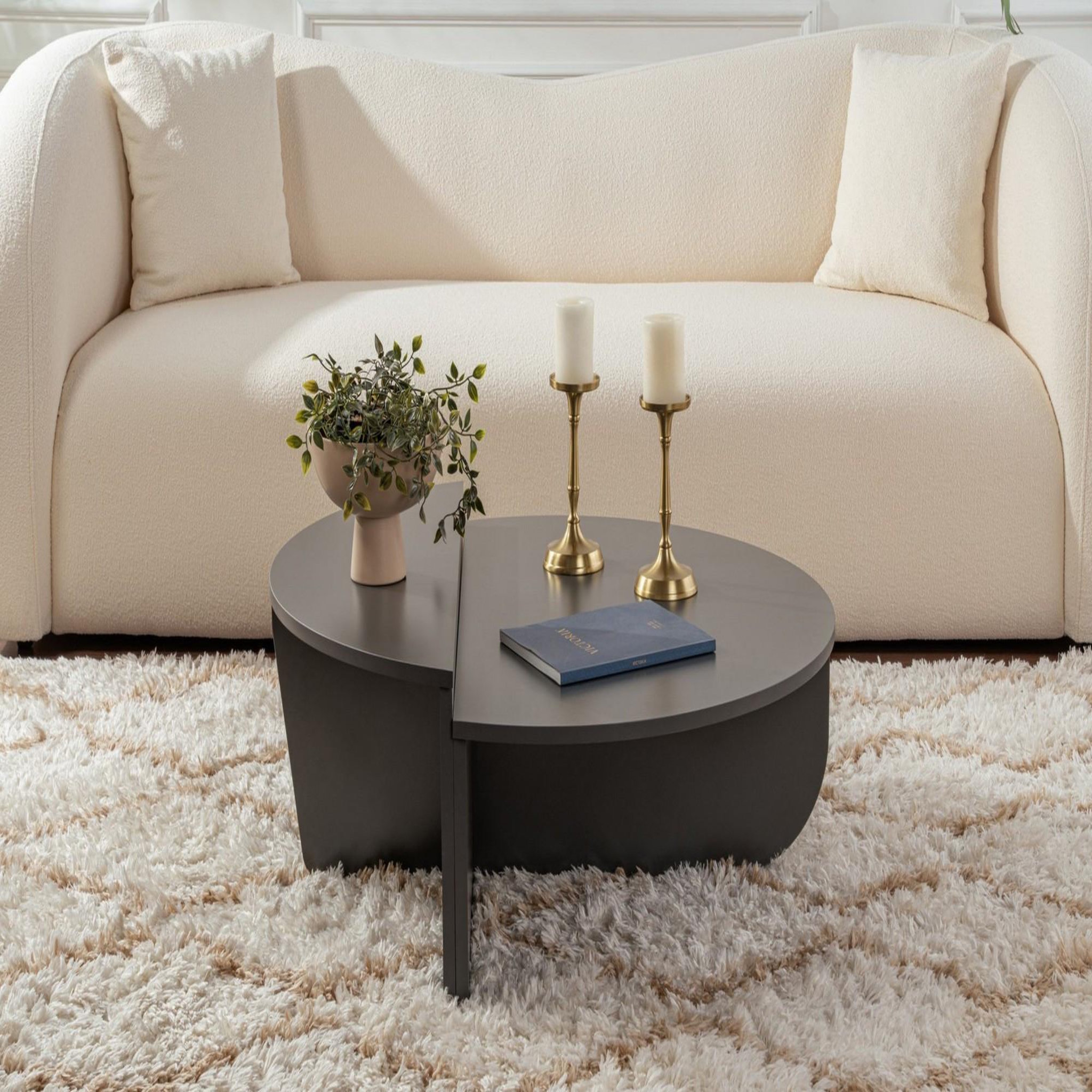 Voir la diapositive 2 : Habitat et Jardin Table basse en bois  orion  90 x 60 x 30 cm - anthracite