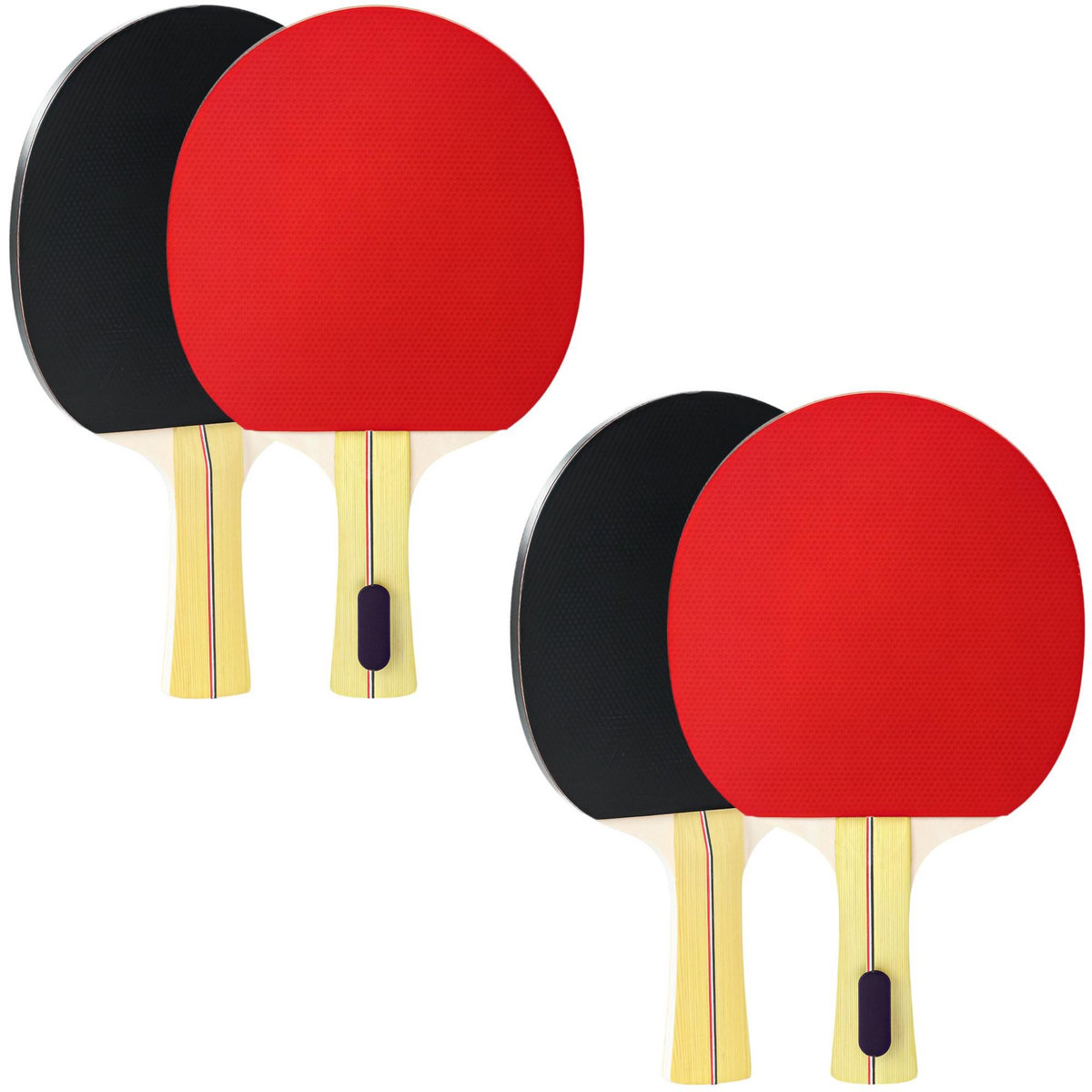 HOMCOM Set de 4 raquettes de tennis de table ping-pong - 8 balles, sacoche zippée de transport inclus