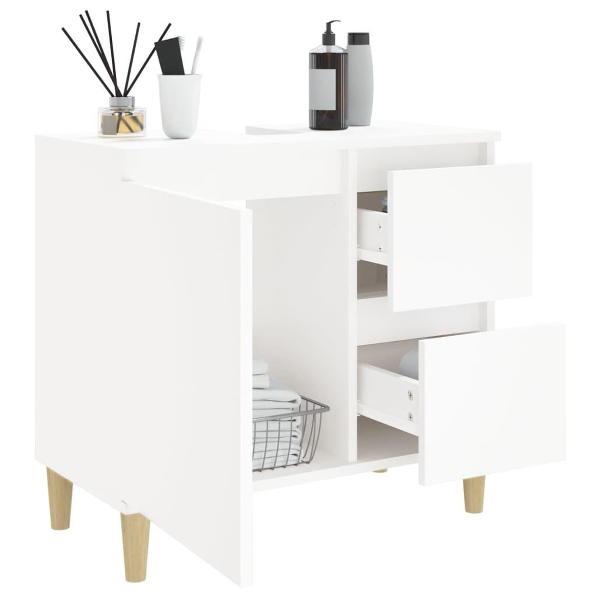 Voir la diapositive 5 : VIDAXL Armoire de salle de bain blanc 65x33x60 cm bois d'ingenierie
