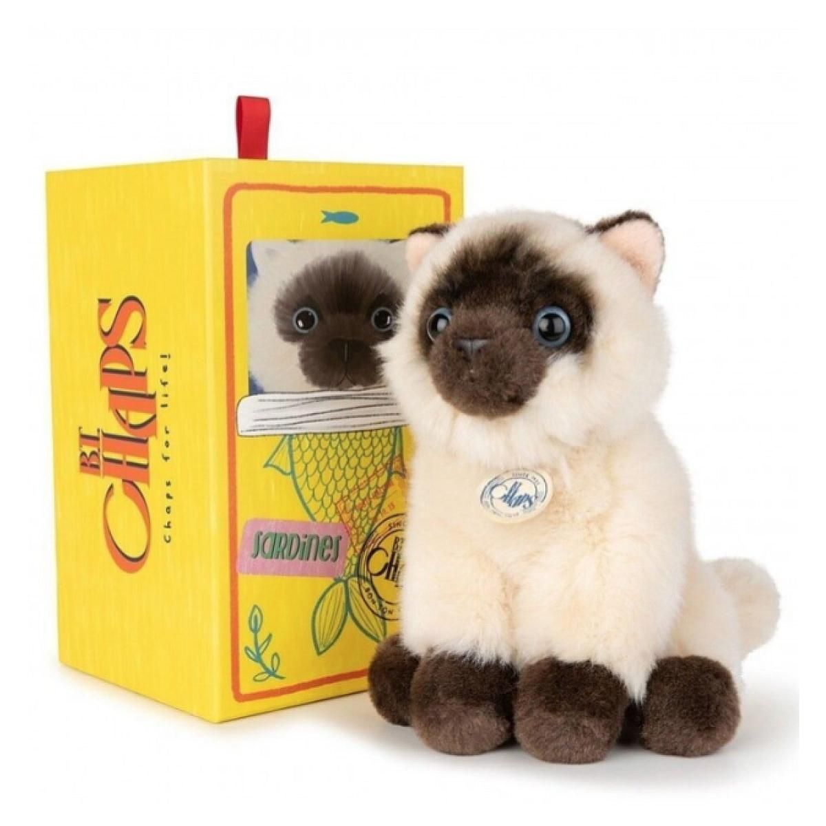 BT CHAPS Peluche Chat Siamois Eddie En Boite sardines - 17 Cm