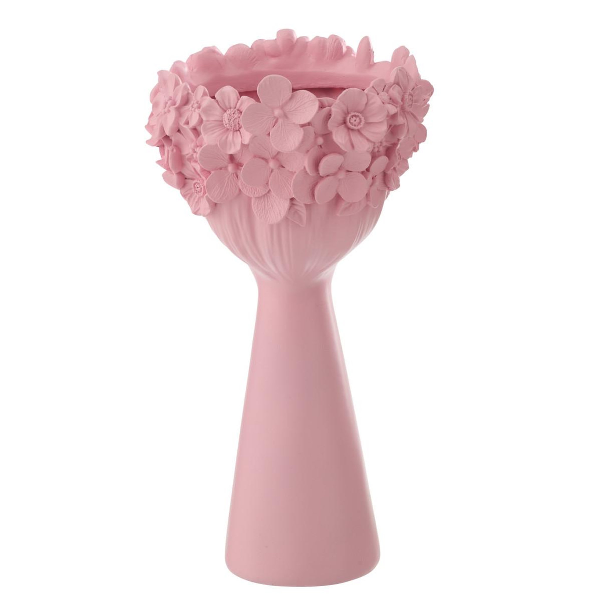 Voir la diapositive 3 : J-LINE Cache-pot tête fleurie  flore  40cm rose