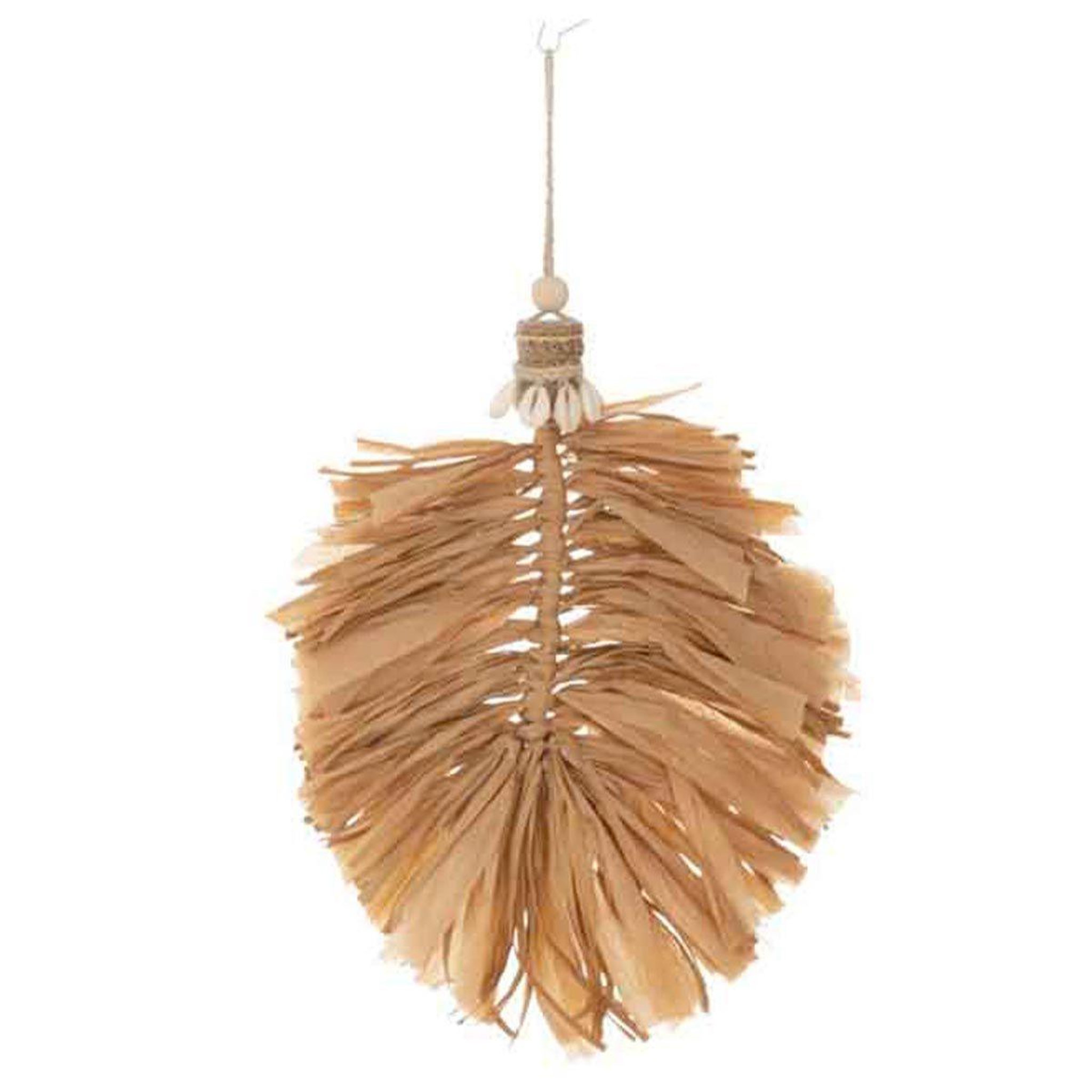 J-LINE Pendentif mural en raphia  feuilles  42cm naturel