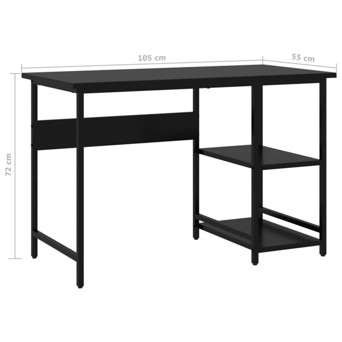 VIDAXL Bureau d'ordinateur Noir 105x55x72 cm MDF et metal