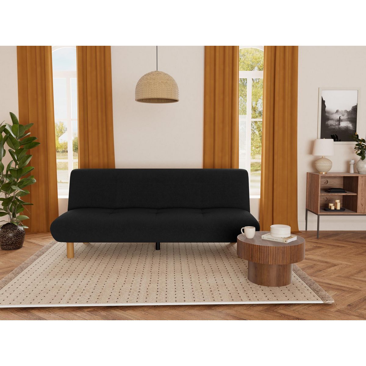 BEST MOBILIER Soan - banquette 2 places convertible clic-clac en velours texturé