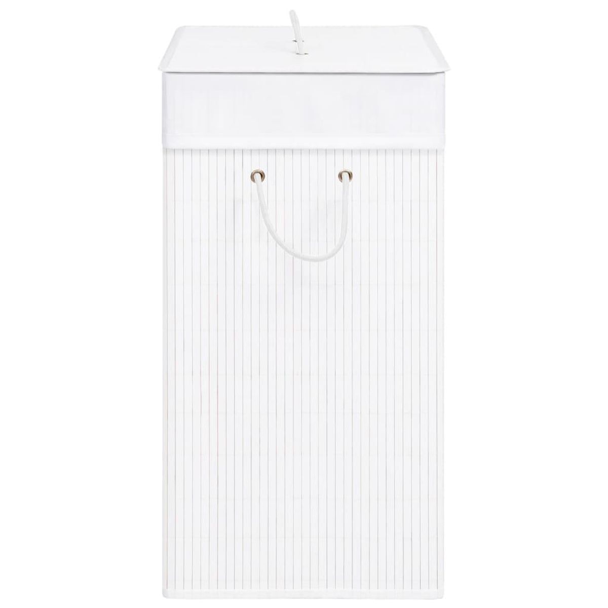 VIDAXL Panier a linge avec une seule section bambou blanc 83 L