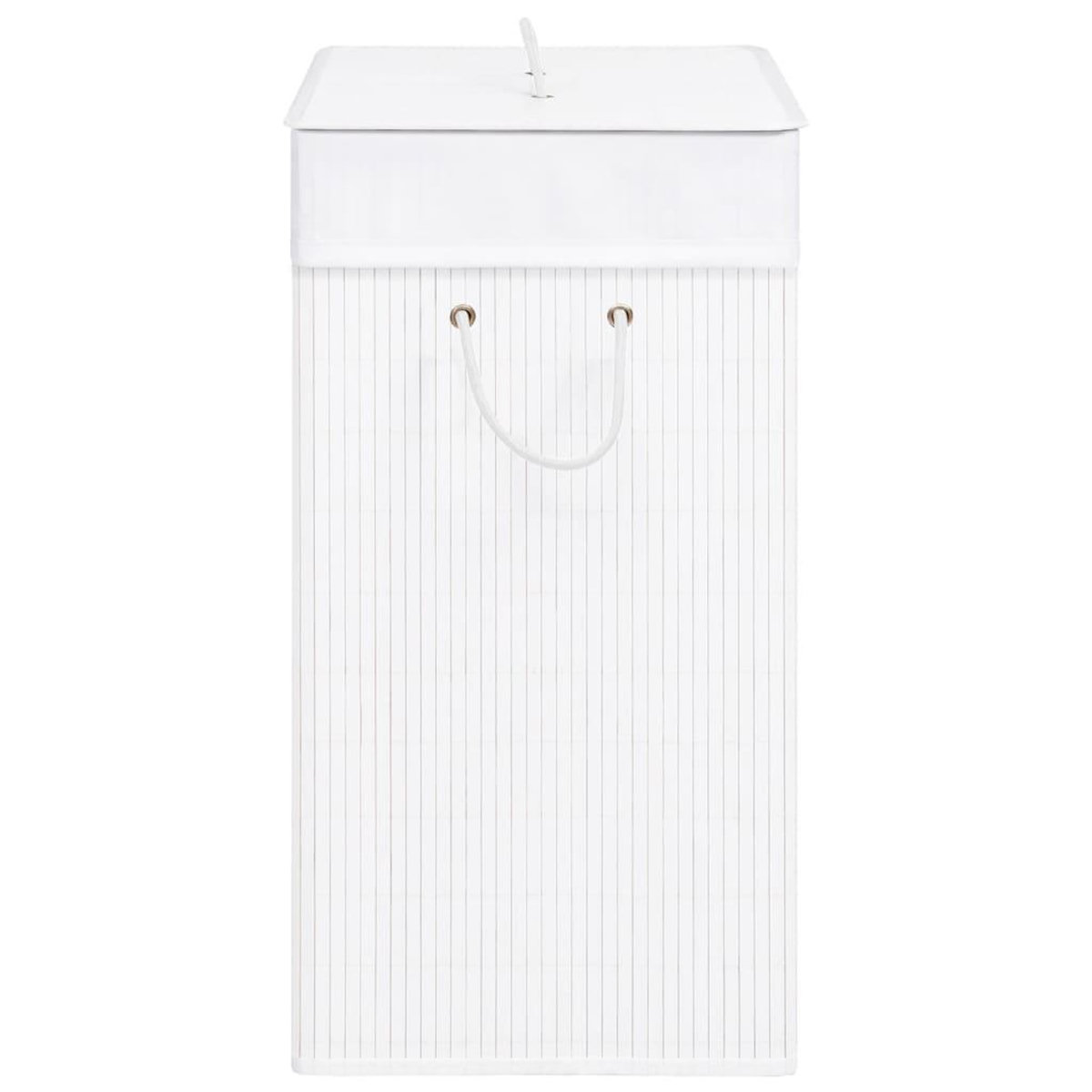 VIDAXL Panier a linge avec une seule section bambou blanc 83 L