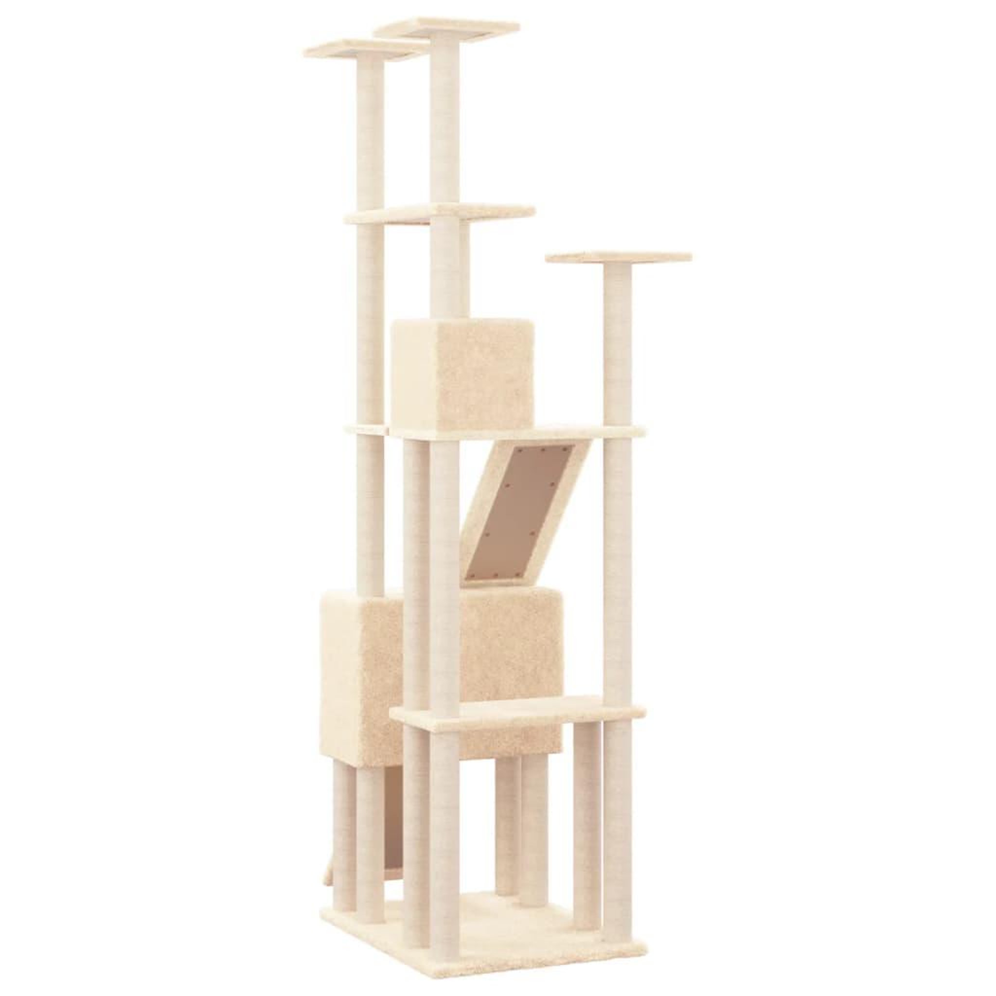Voir la diapositive 5 : VIDAXL Arbre a chat avec griffoirs en sisal Creme 190 cm
