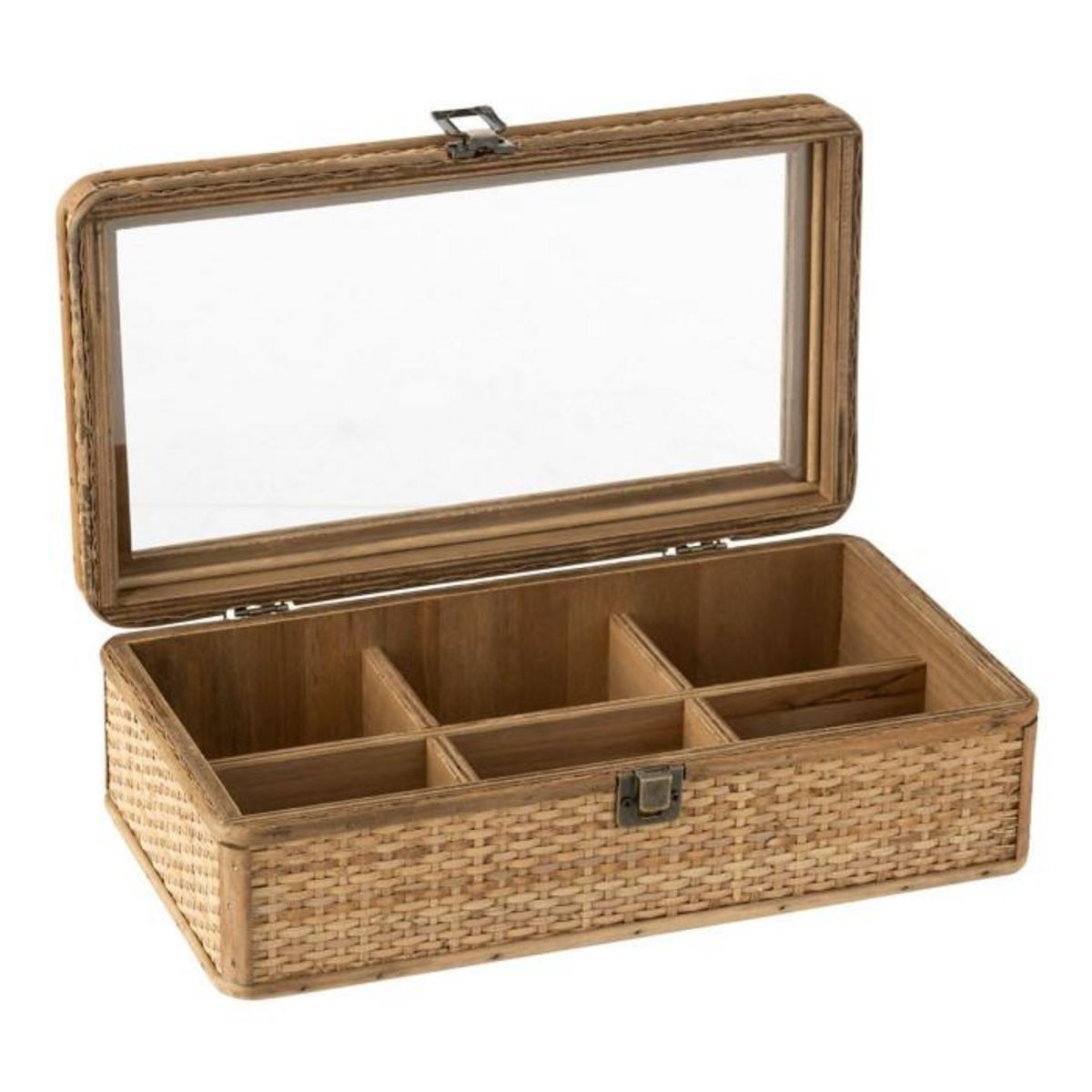 Paris Prix Boîte à Thé 6 Compartiments  Rotin  34cm Naturel