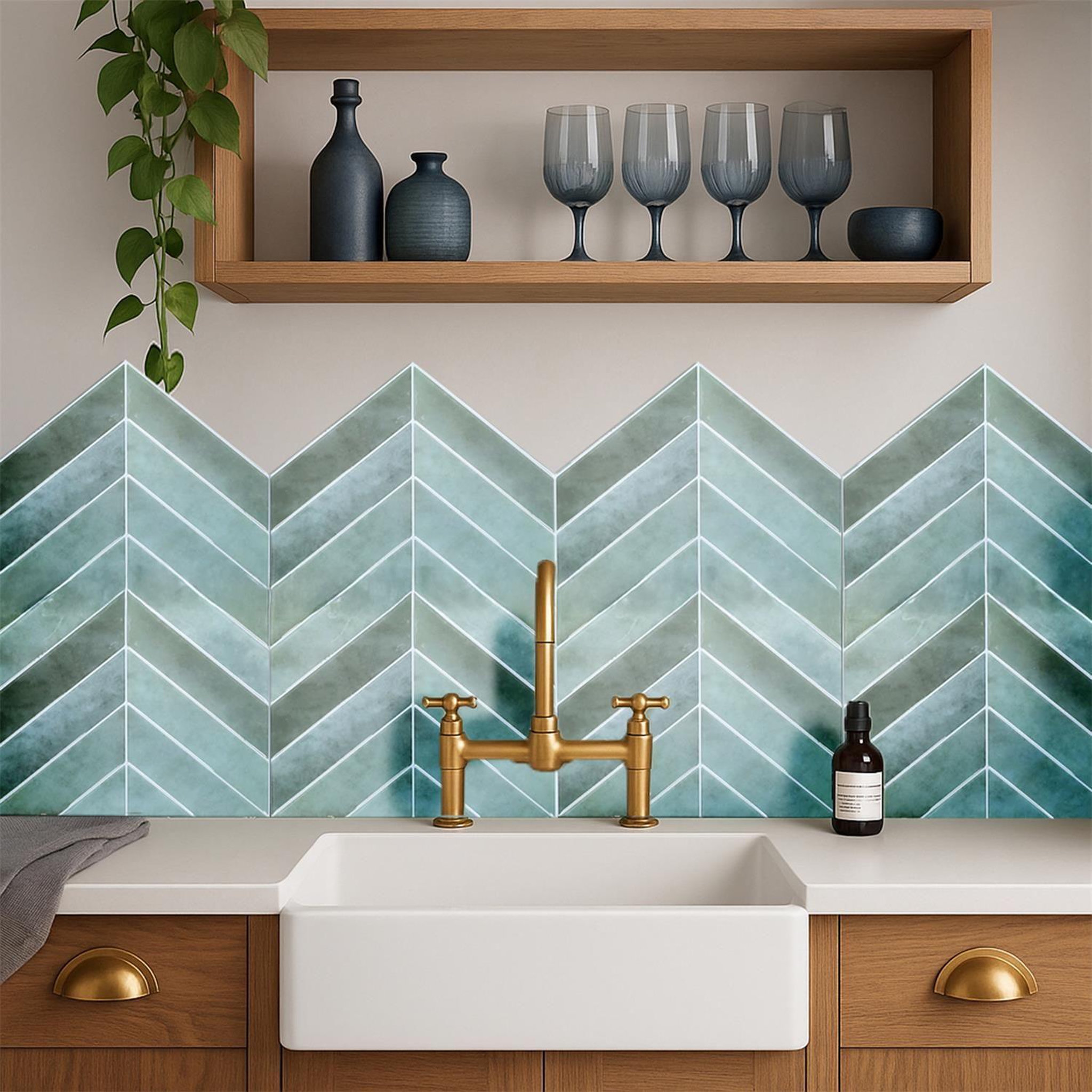 Voir la diapositive 4 : The Home Deco Factory 4 crédences adhésives motifs chevrons effet zellige