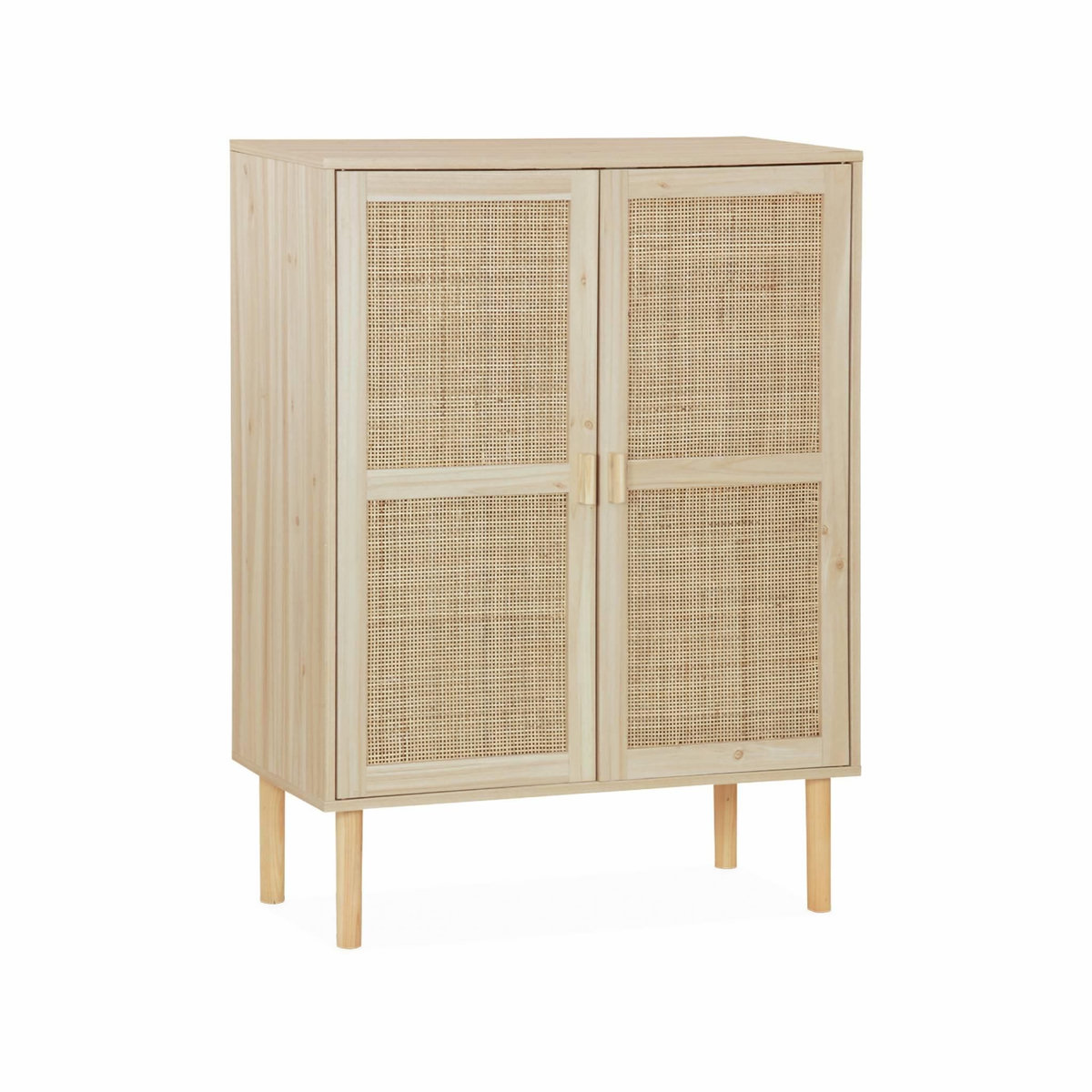SWEEEK Buffet en cannage - Camargue - décor bois et cannage. 2 portes. buffet haut. vaisselier. L 80 x l 40 x H110cm