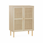 SWEEEK Buffet en cannage - Camargue - décor bois et cannage. 2 portes. buffet haut. vaisselier. L 80 x l 40 x H110cm