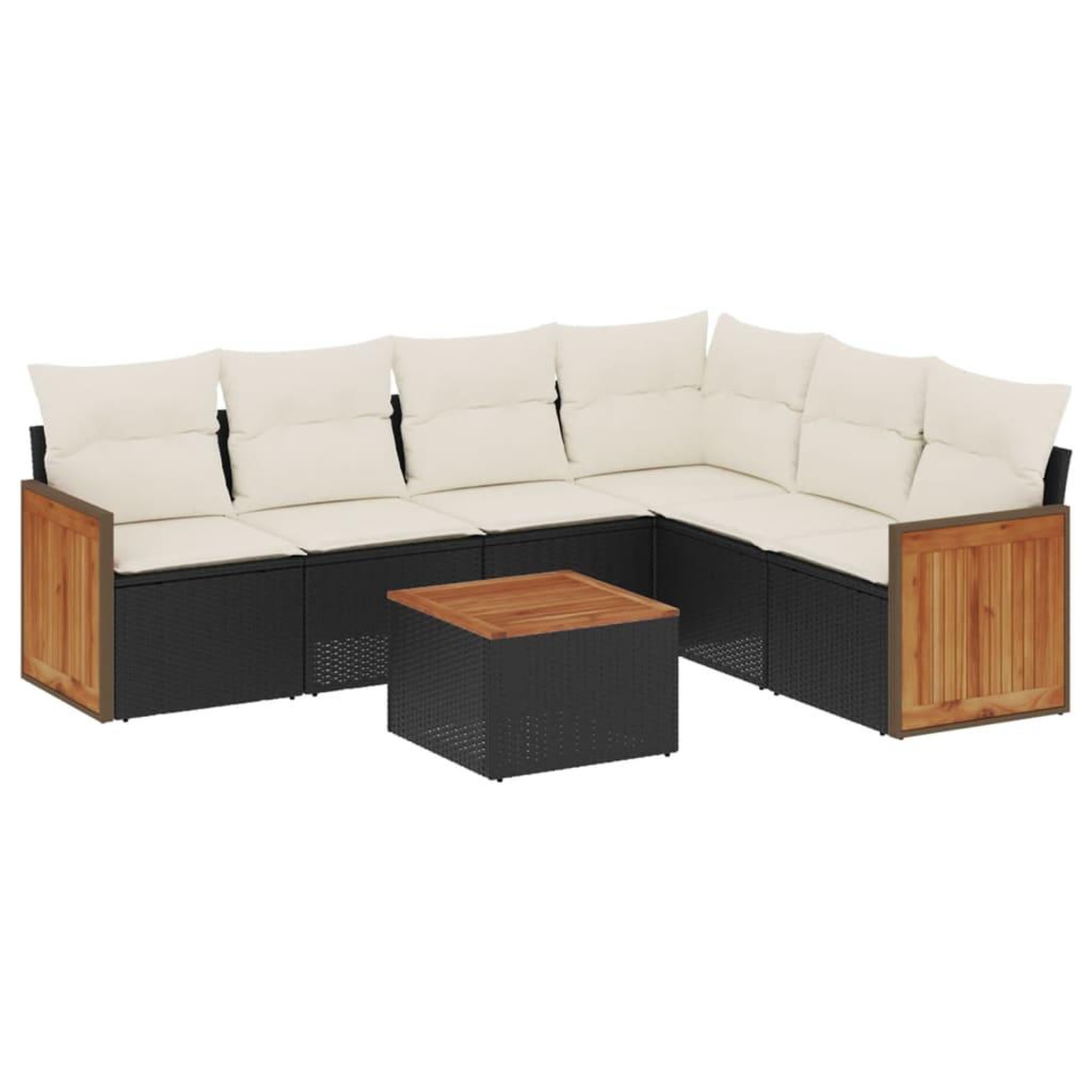 Voir la diapositive 2 : VIDAXL Salon de jardin 7 pcs avec coussins noir resine tressee