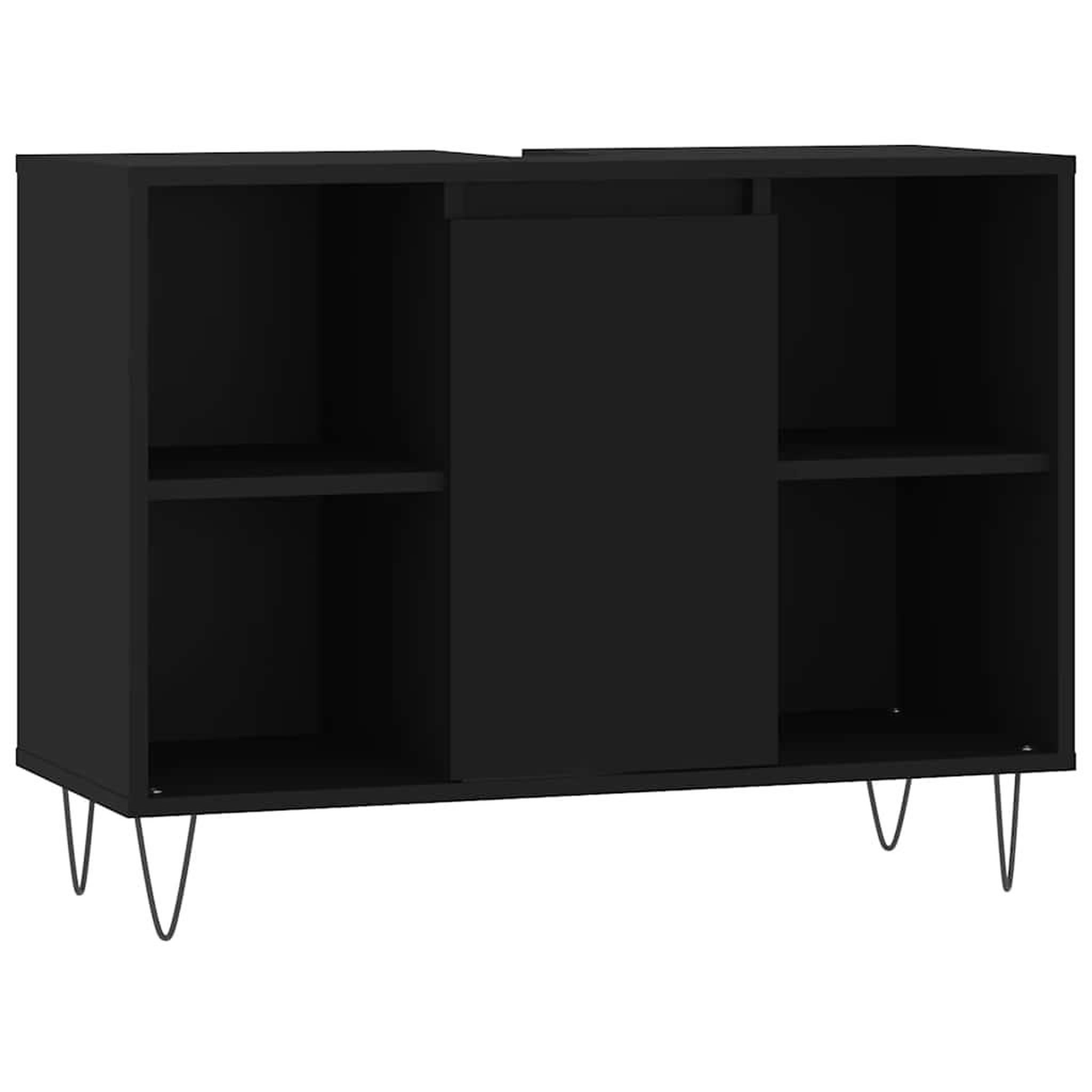 Voir la diapositive 2 : VIDAXL Armoire de salle de bain noir 80x33x60 cm bois d'ingenierie
