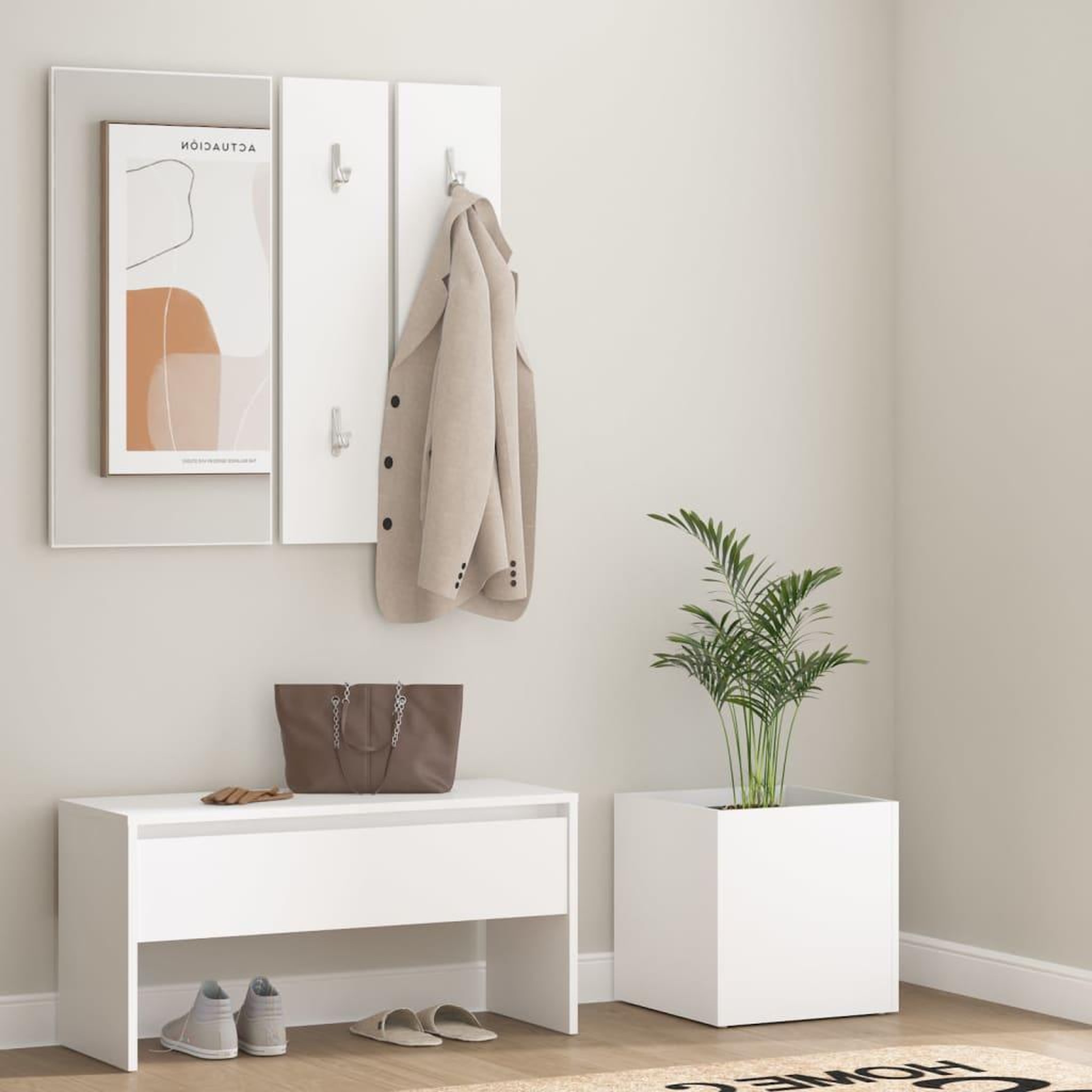 VIDAXL Ensemble de meubles de couloir Blanc Bois d'ingenierie
