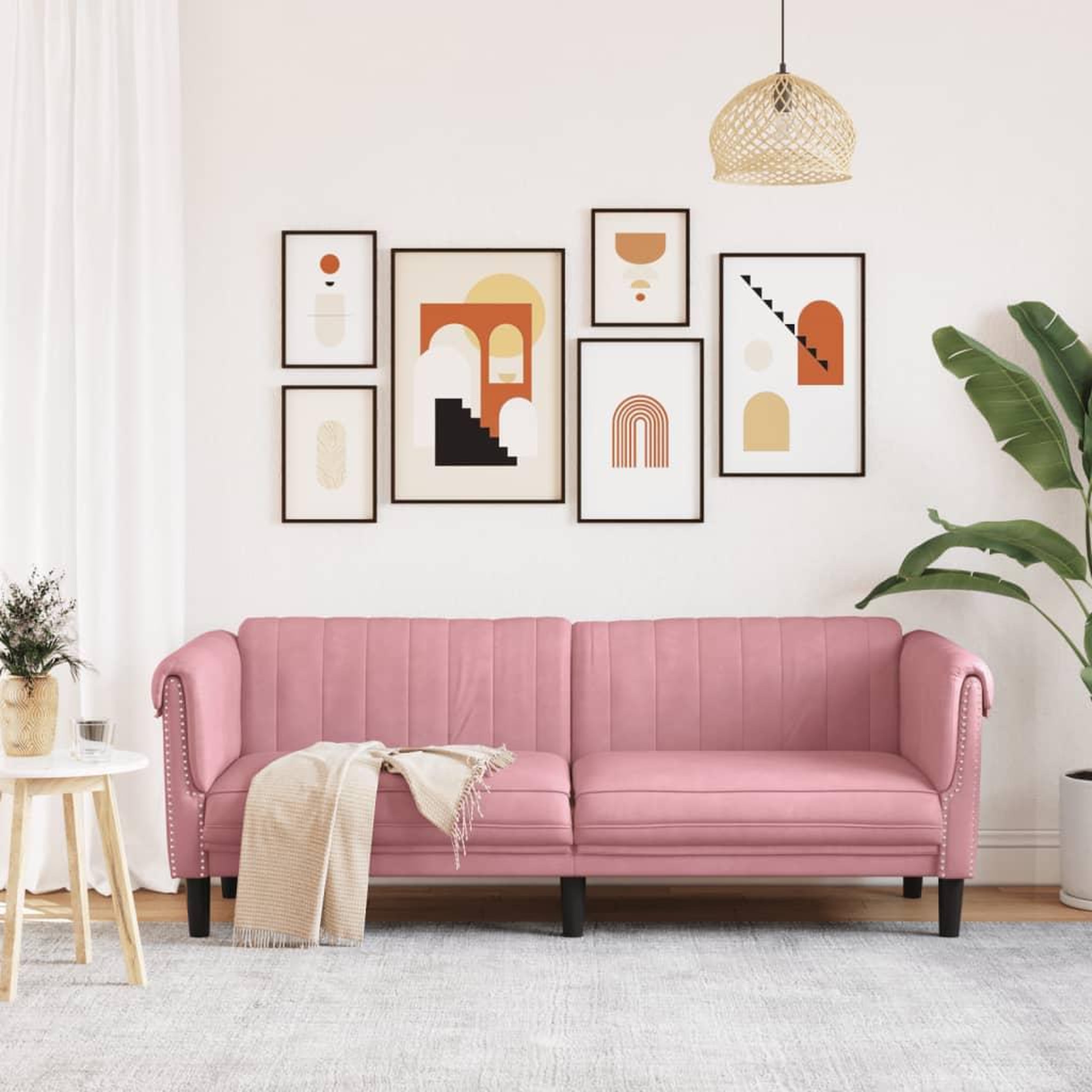 Voir la diapositive 3 : VIDAXL Canape a 3 places rose velours