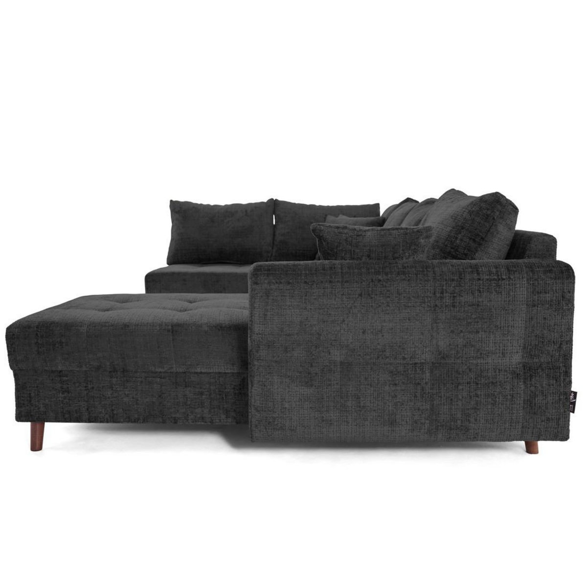 LISA DESIGN Rune - canapé panoramique d'angle gauche 7 places en velours texturé