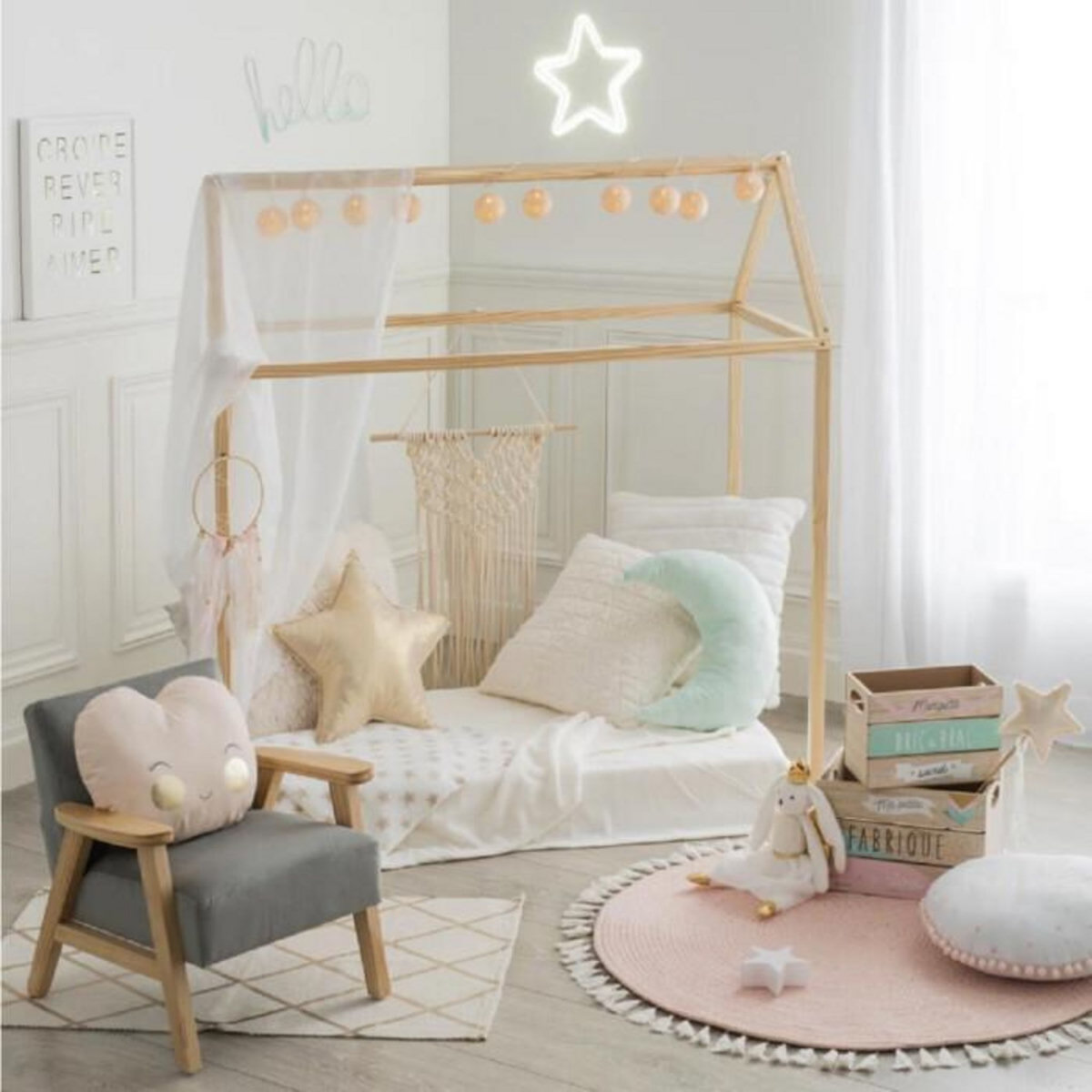 Atmosphera Kids Cabane Déco Enfant 126cm Naturel