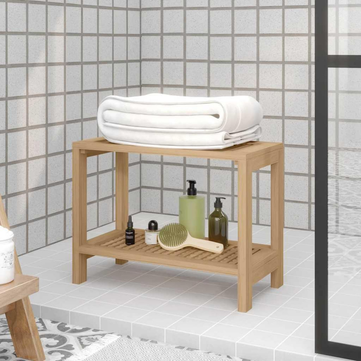 VIDAXL Table d'appoint de salle de bain 60x30x45cm bois de teck solide