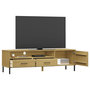 Voir la diapositive 3 : VIDAXL Meuble TV avec pieds en metal Marron Bois de pin massif OSLO