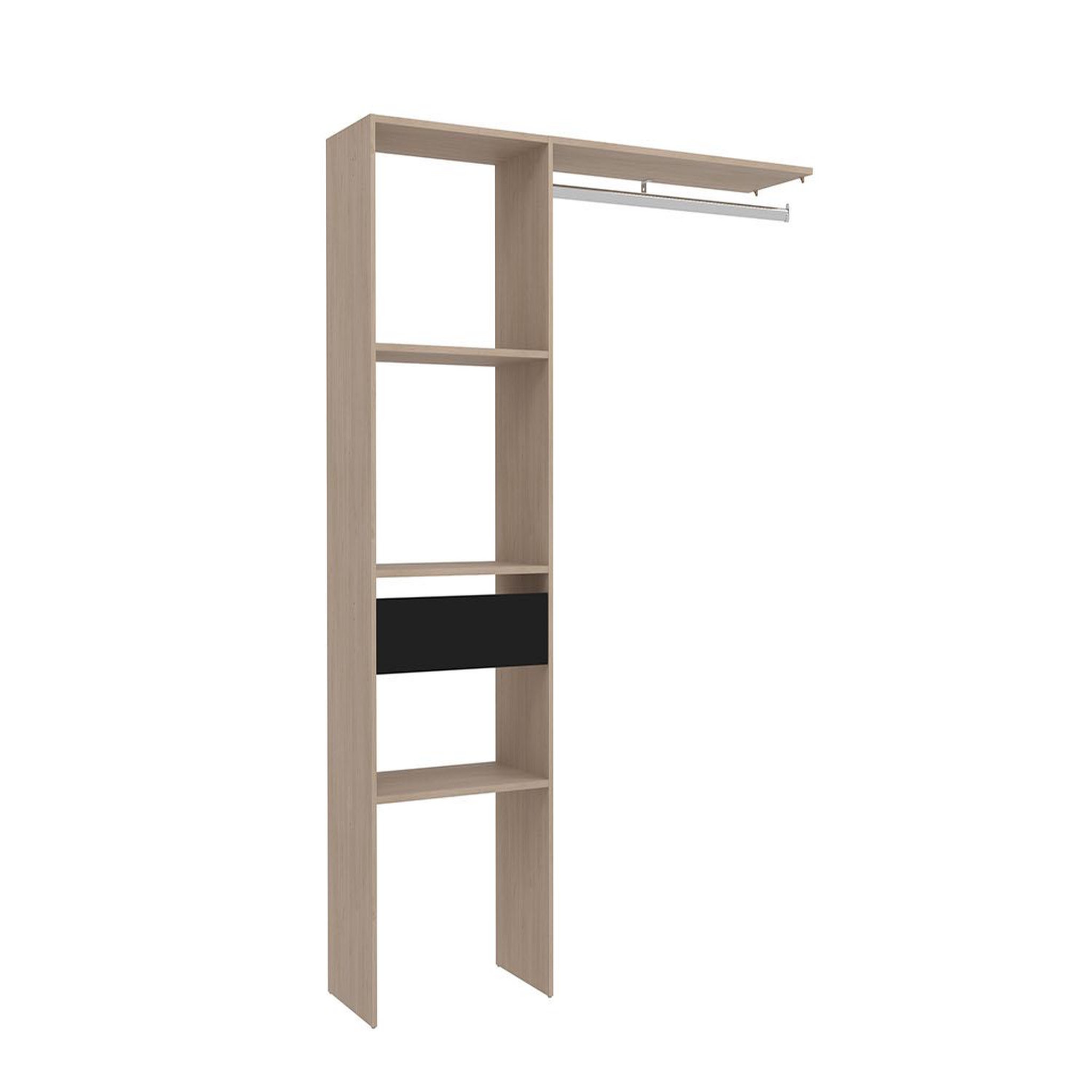 CONCEPT USINE Dressing bois avec 3 étagères 1 tiroir et une penderie : 160 x 40 x 180 cm elysee