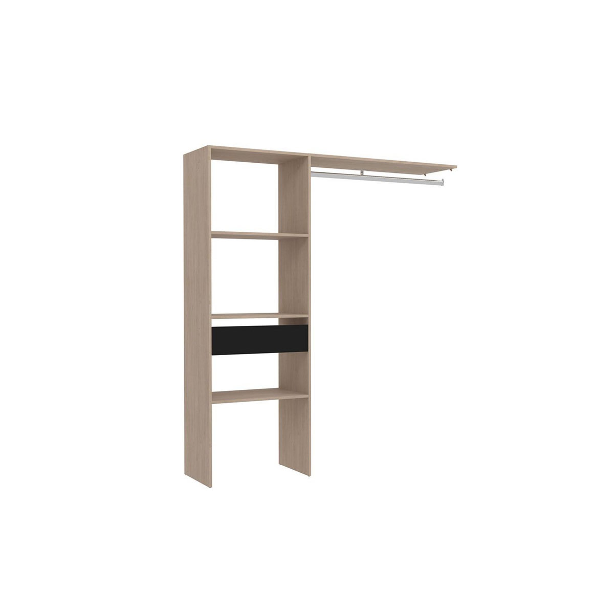 CONCEPT USINE Dressing bois avec 3 étagères, 1 tiroir et une penderie : 160 x 40 x 180 cm ELYSEE