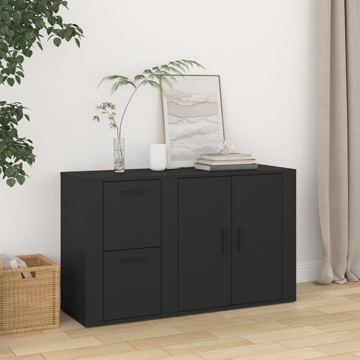 VIDAXL Buffet Noir 100x33x59,5 cm Bois d'ingenierie