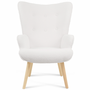 Voir la diapositive 3 : ID MARKET Fauteuil scandinave IVAR avec repose pieds en tissu bouclette blanc