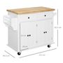 Voir la diapositive 3 : HOMCOM Desserte de cuisine multi rangements 2 tiroirs 2 placard 2 portes avec étagère range-bouteille porte-torchons MDF hévéa