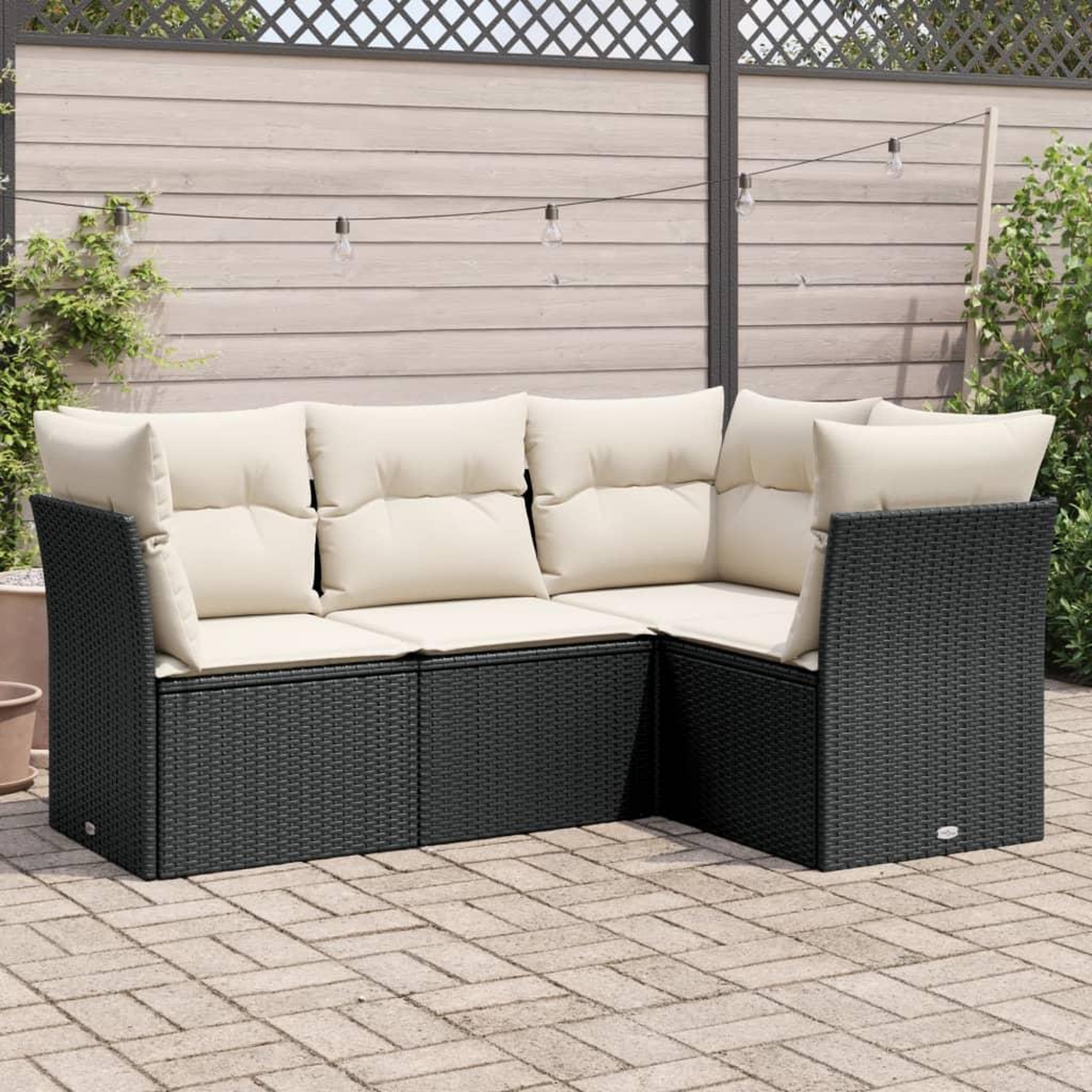 VIDAXL Salon de jardin 4 pcs avec coussins noir resine tressee