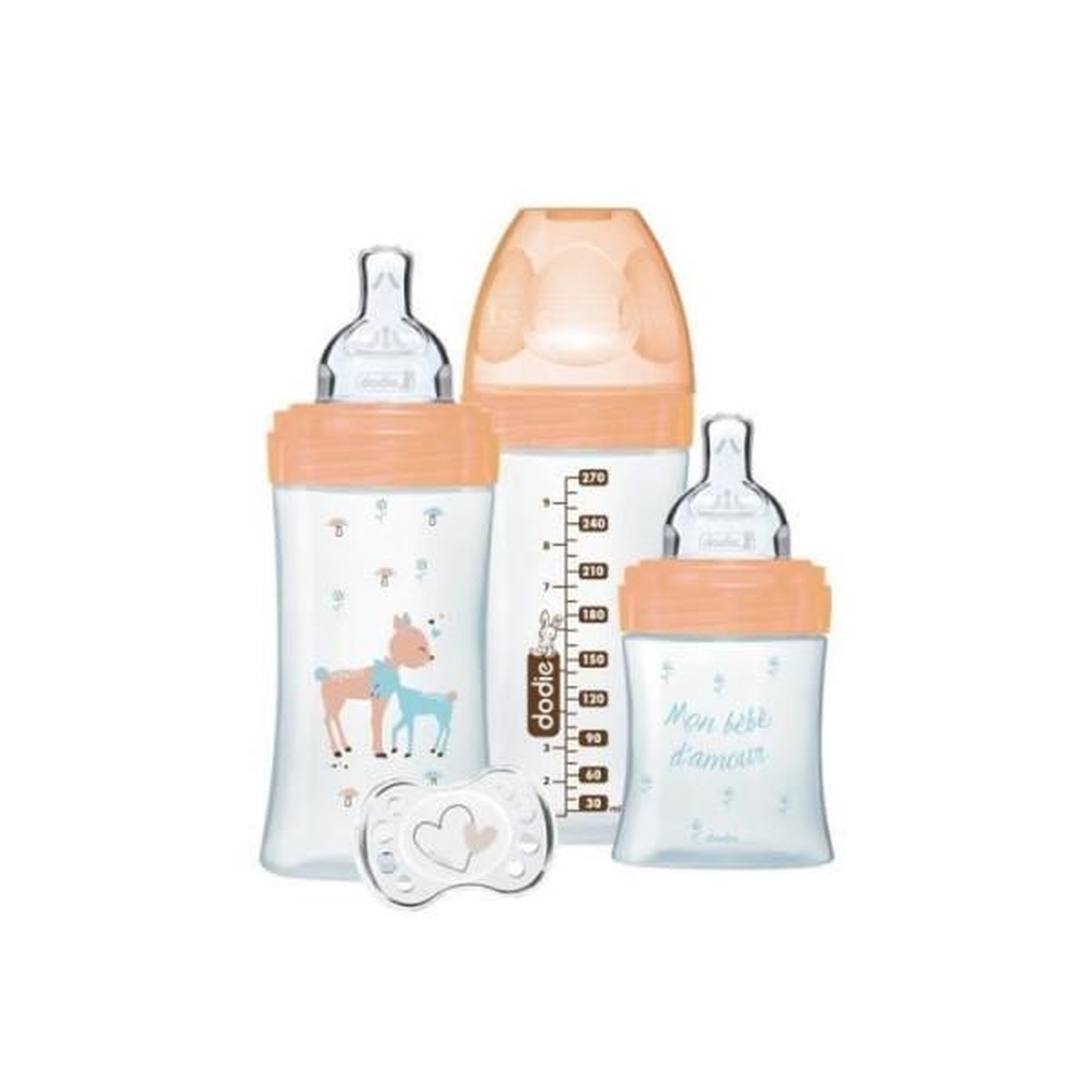 DODIE Coffret Biberon Verre Biche - Dodie - Triangle, Tétine Plate, Anti-Colique - 150ml et 270ml